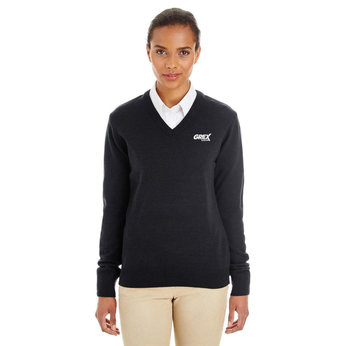 no-logo Harriton Women's Pilbloc V-Neck Sweater-Sweaters-Harriton-Thread Logic