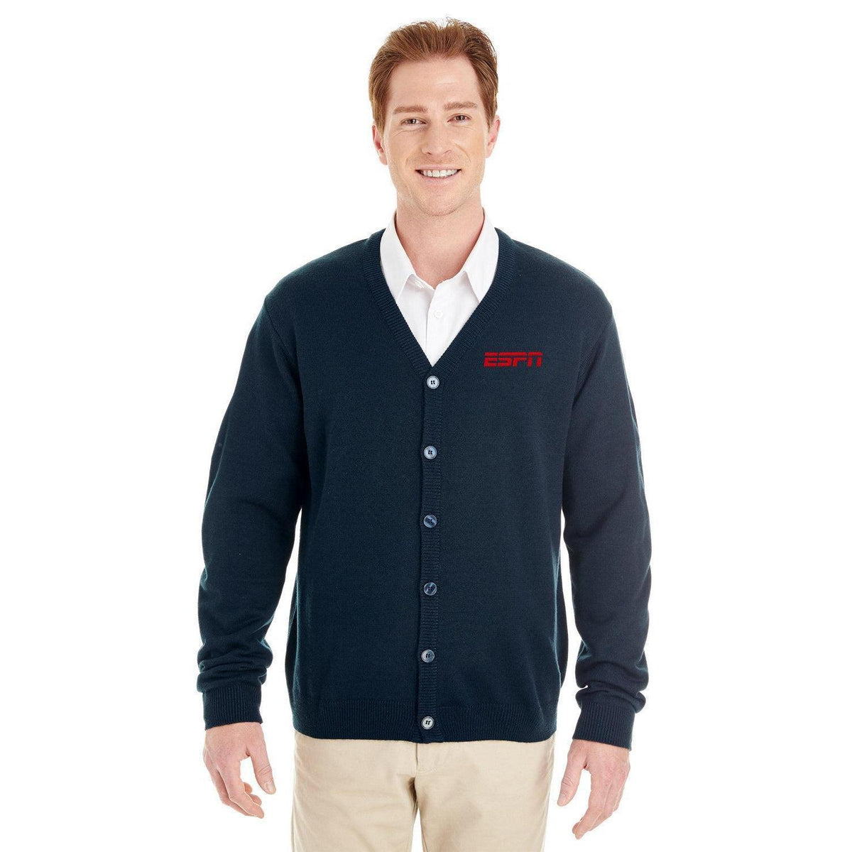 no-logo Harriton Pilbloc V-Neck Button Cardigan Sweater-Men's Layering-Harriton-Thread Logic
