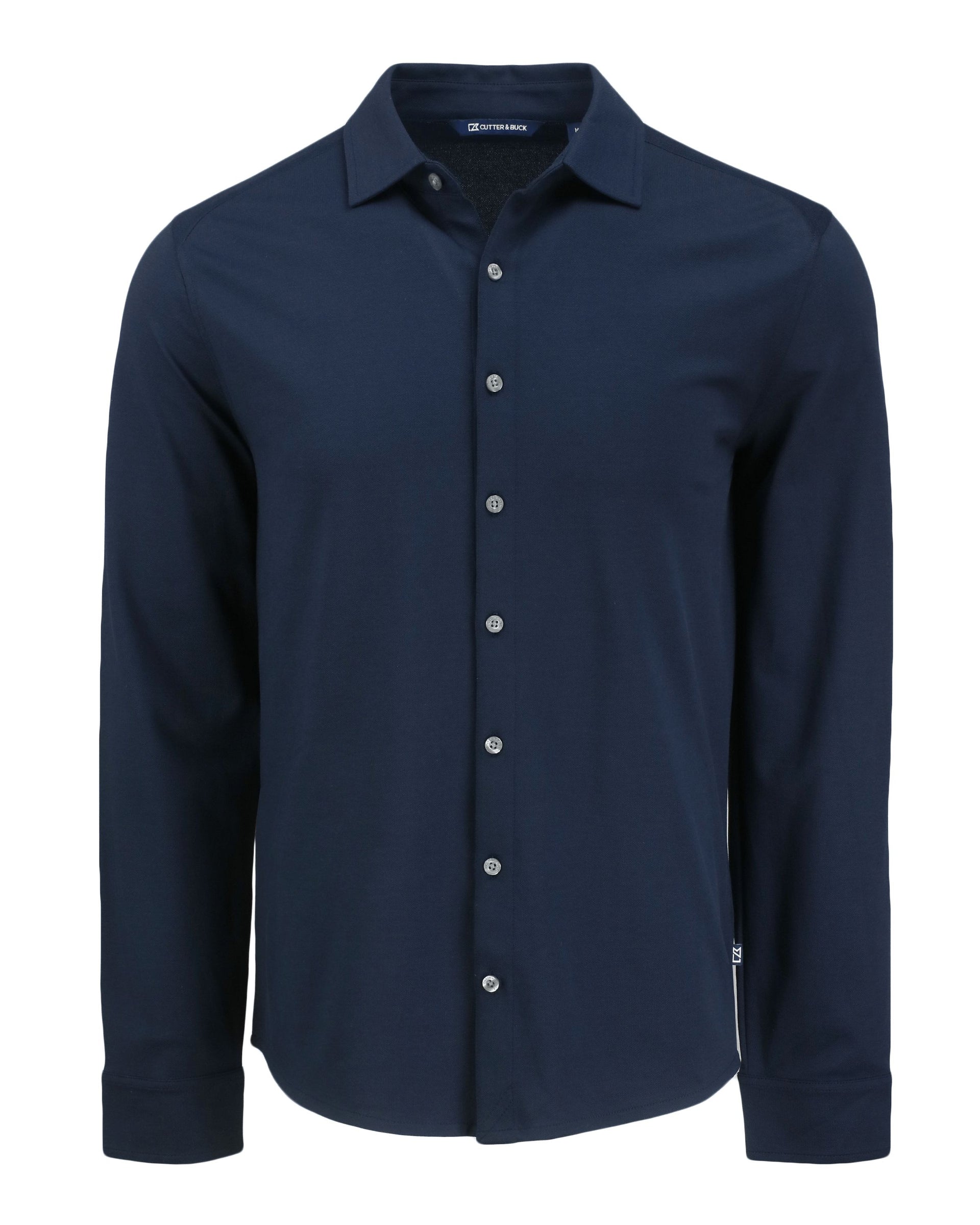 Cutter & Buck Advantage Tri-Blend Eco Soft Pique Long Sleeve Knitted Mens Button Up - Black - L Cutter & Buck Advantage Tri-Blend Eco Soft Pique Long Sleeve Knitted Mens Button Up - Black - L
