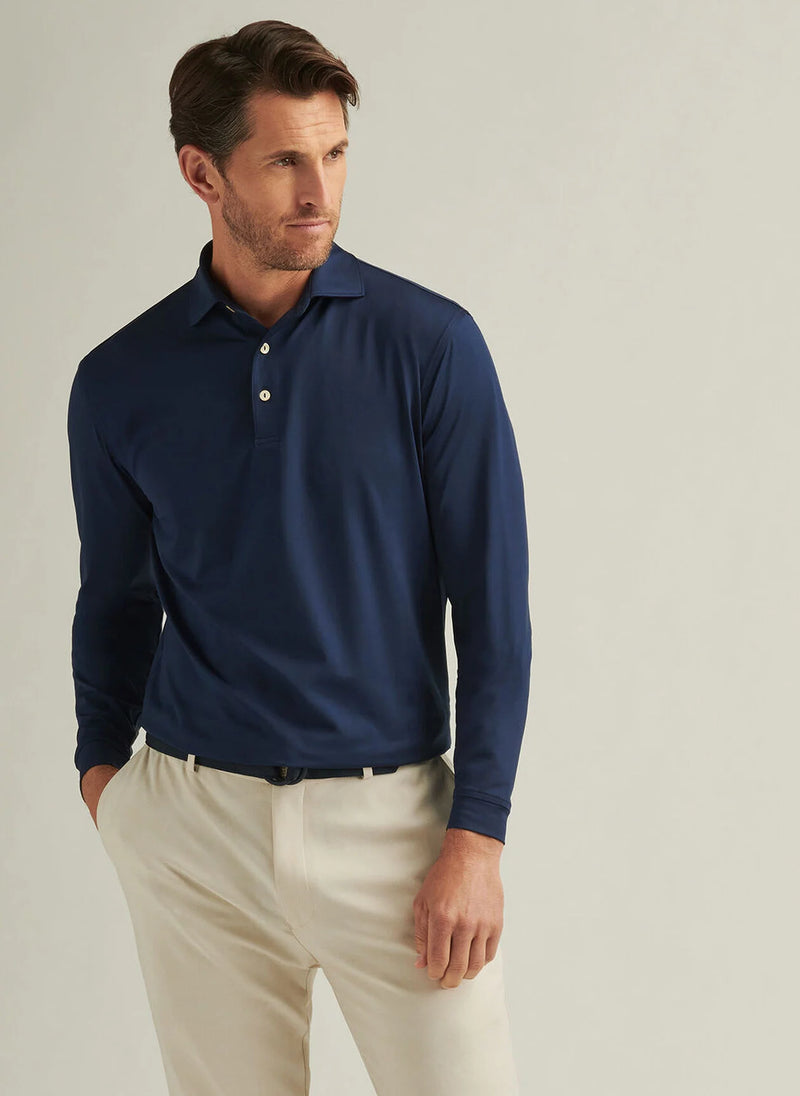 no-logo Peter Millar Solid Long Sleeve Performance Jersey Polo-Peter Millar-Thread Logic