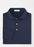 no-logo Peter Millar Solid Long Sleeve Performance Jersey Polo-Peter Millar-Navy-S-*Specialty Item* (may take longer to process and ship separately)-Thread Logic