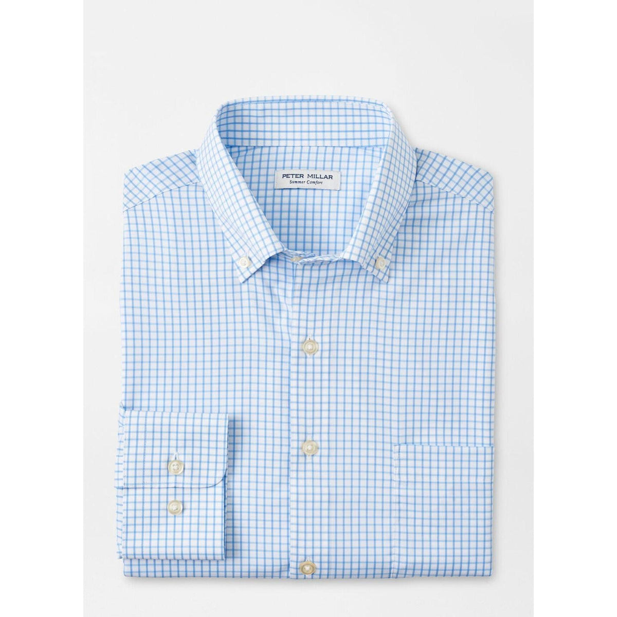 no-logo Peter Millar Hanford Performance Twill Sport Shirt-Peter Millar-Cottage Blue-S-*Specialty Item* (may take longer to process and ship separately)-Thread Logic