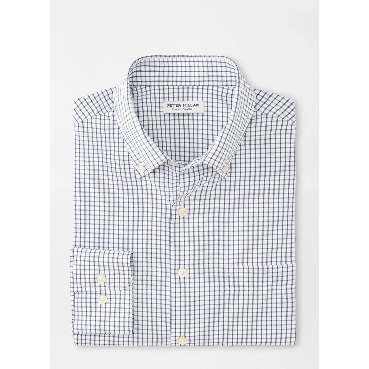 no-logo Peter Millar Hanford Performance Twill Sport Shirt-Peter Millar-Navy-S-*Specialty Item* (may take longer to process and ship separately)-Thread Logic