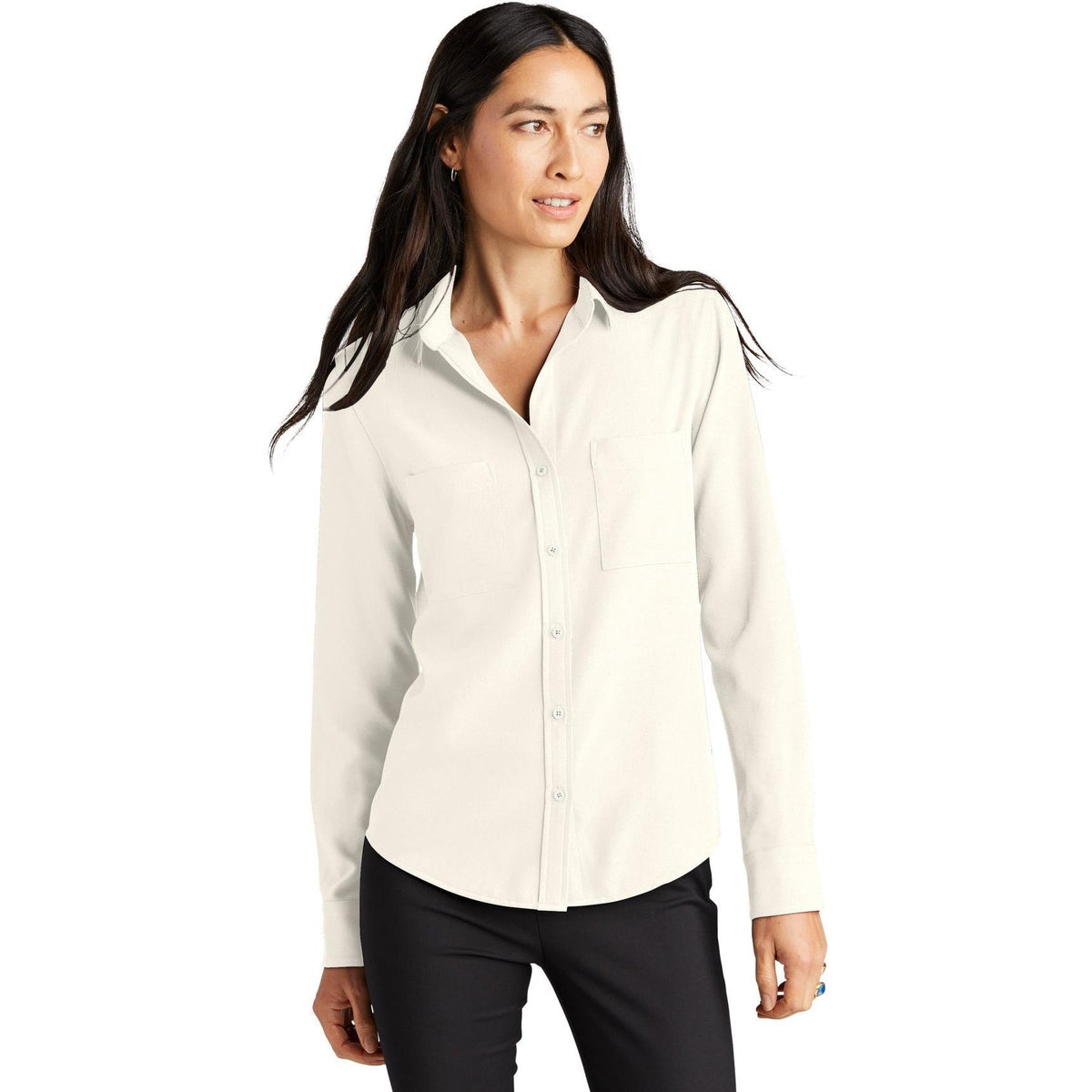 no-logo MERCER+METTLE Ladies Stretch Crepe Long Sleeve Camp Blouse-Regular-Mercer Mettle-Thread Logic