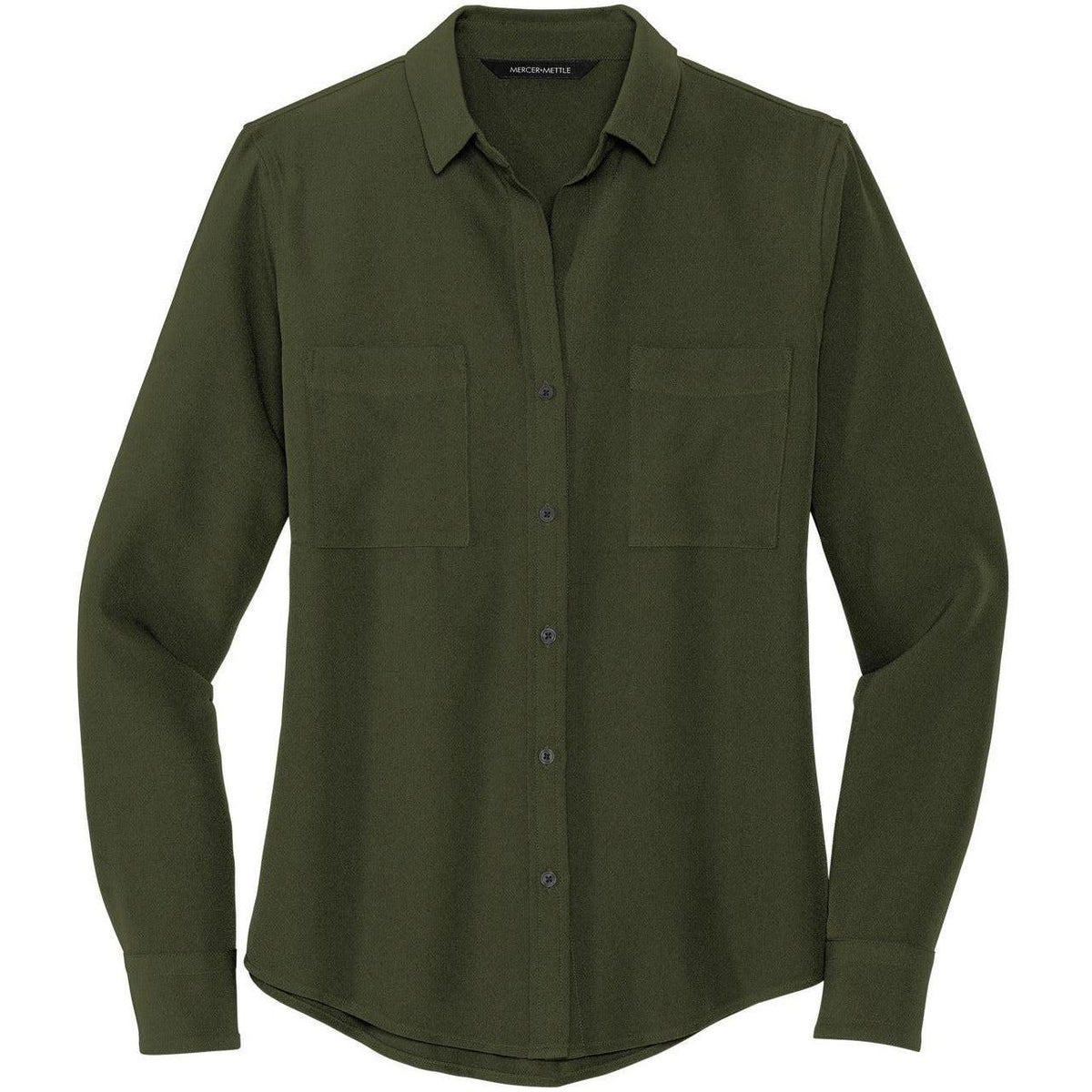 no-logo MERCER+METTLE Ladies Stretch Crepe Long Sleeve Camp Blouse