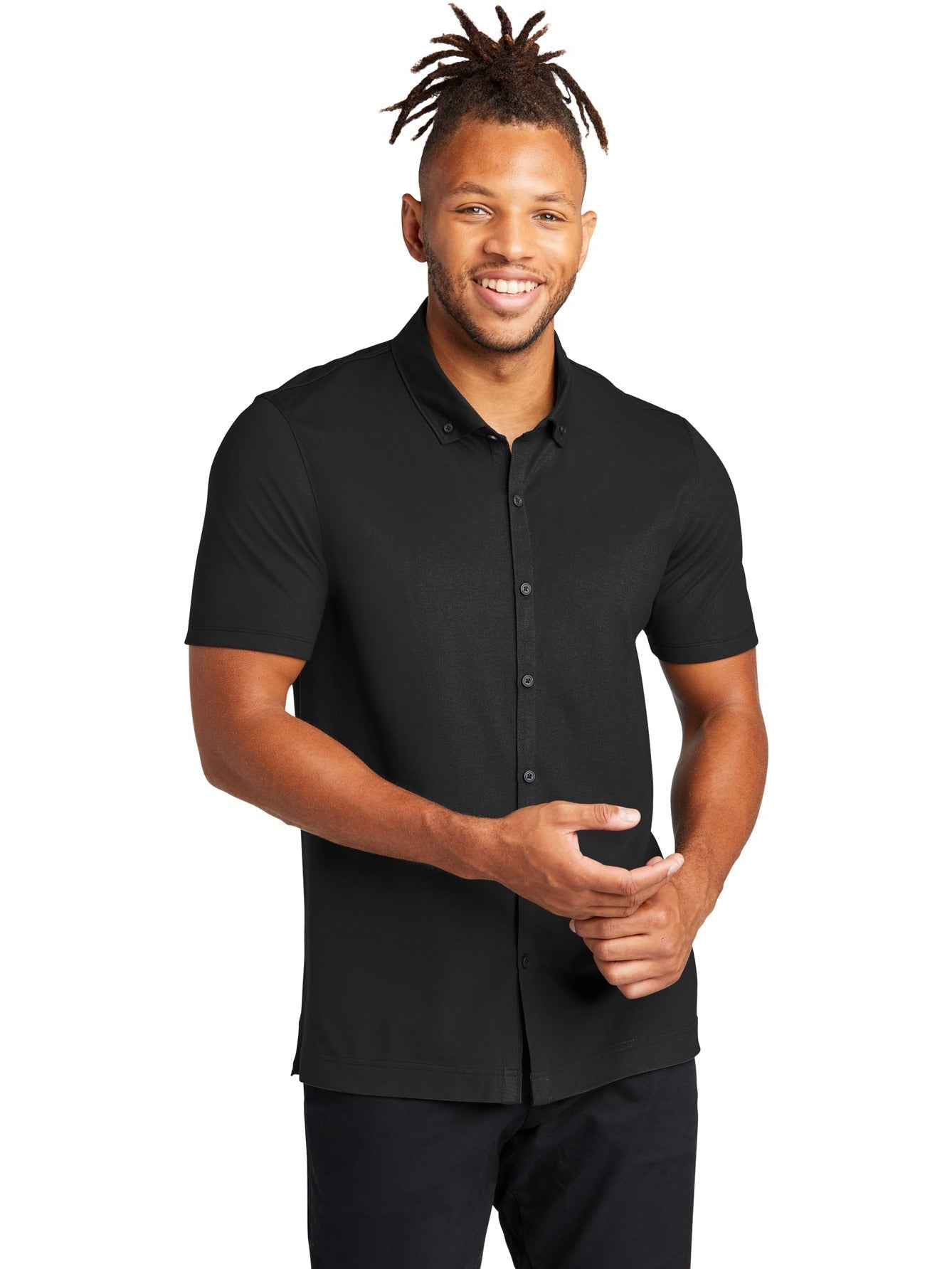 no-logo MERCER+METTLE Stretch Pique Full-Button Polo-Regular-Mercer Mettle-Thread Logic