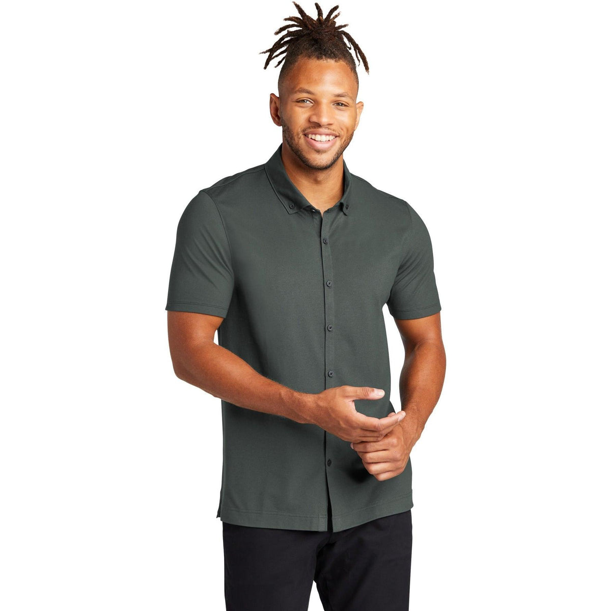 no-logo MERCER+METTLE Stretch Pique Full-Button Polo-Regular-Mercer Mettle-Thread Logic