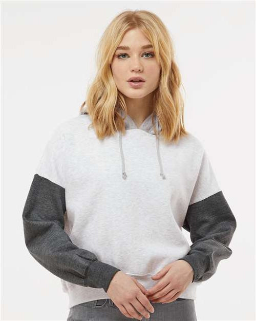 no-logo MV Sport Ladies Sueded Fleece Colorblocked Crop Hooded Sweatshirt-Apparel-MV Sport-Thread Logic