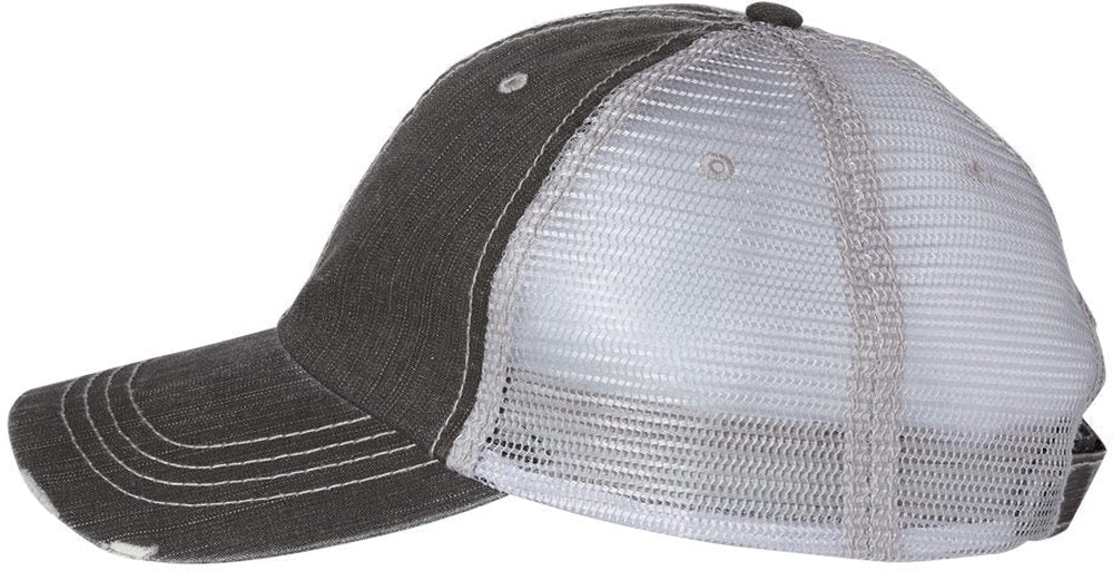 no-logo Mega Cap Herringbone Trucker Cap-Caps-Mega Cap-Thread Logic 