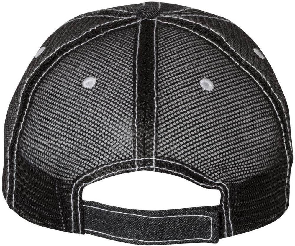 no-logo Mega Cap Herringbone Unstructured Contrast Stitch Trucker Cap-Caps-Mega Cap-Thread Logic 