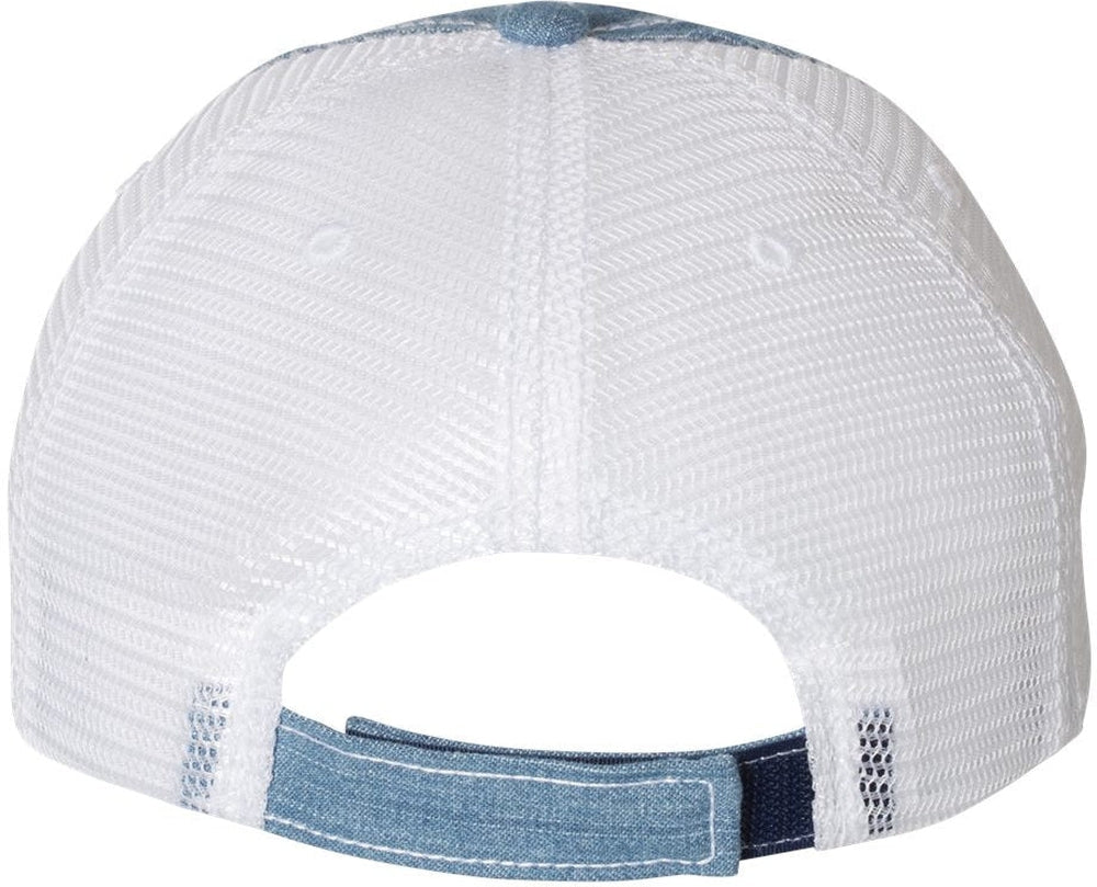 no-logo Mega Cap Herringbone Unstructured Contrast Stitch Trucker Cap-Caps-Mega Cap-Thread Logic 