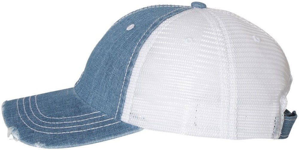 no-logo Mega Cap Herringbone Unstructured Contrast Stitch Trucker Cap-Caps-Mega Cap-Thread Logic 