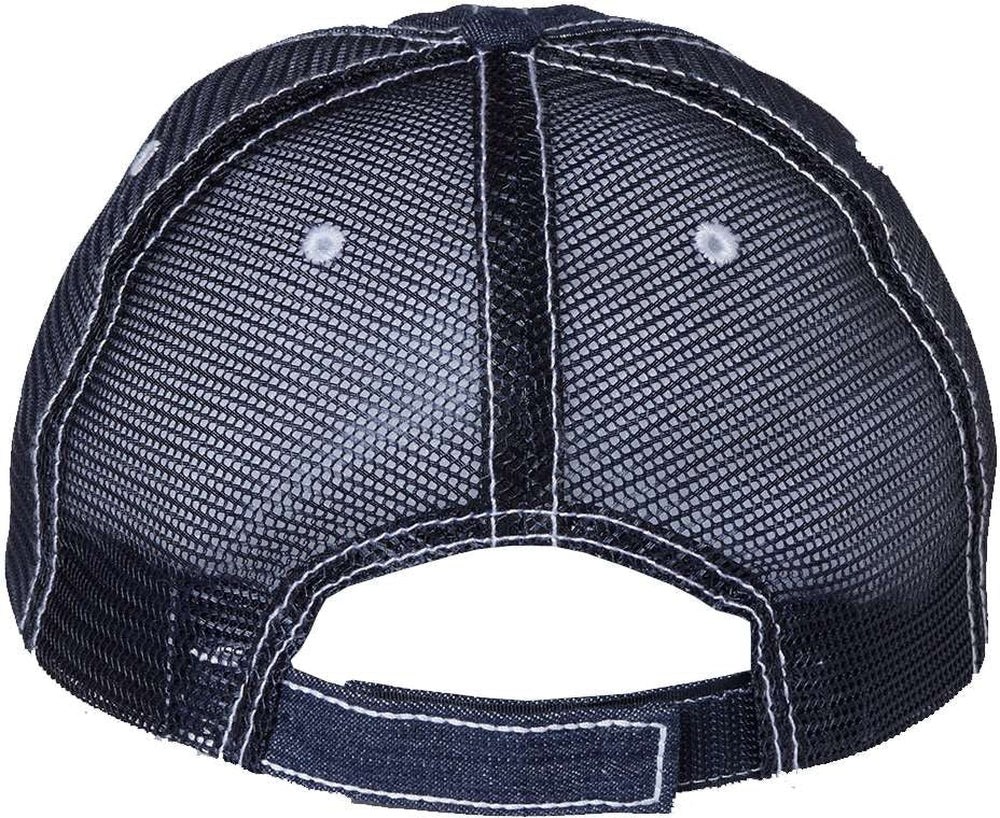 no-logo Mega Cap Herringbone Unstructured Contrast Stitch Trucker Cap-Caps-Mega Cap-Thread Logic 