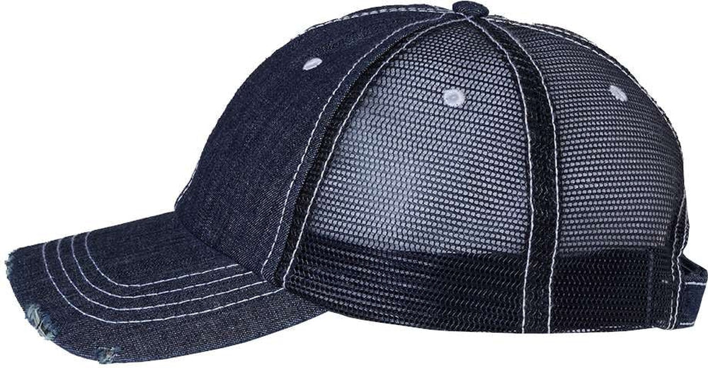no-logo Mega Cap Herringbone Unstructured Contrast Stitch Trucker Cap-Caps-Mega Cap-Thread Logic 