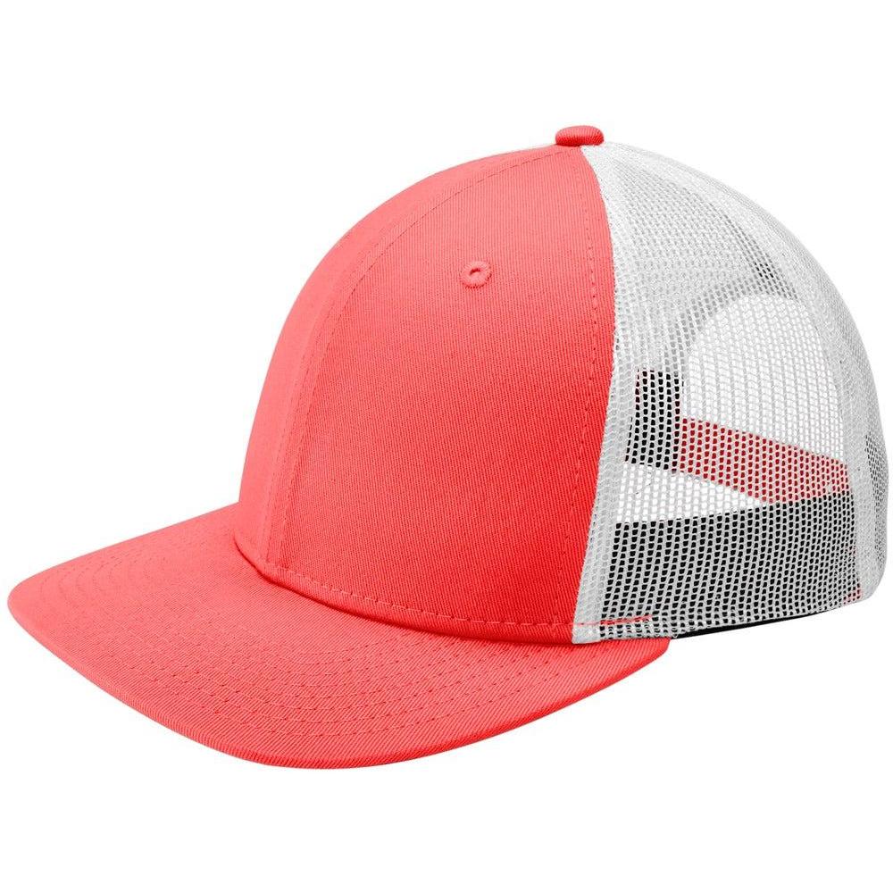 no-logo New Era Snapback Low Profile Trucker Cap-Headwear-New Era-Coral/ White-OSFA-Thread Logic