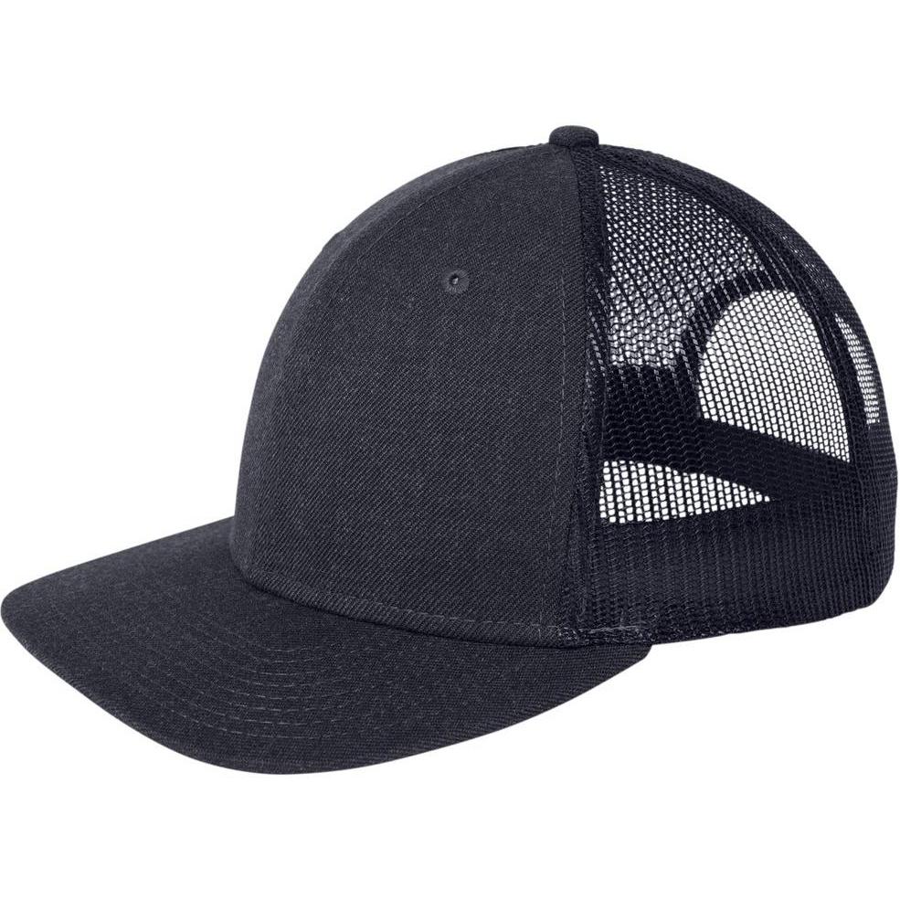 no-logo New Era Snapback Low Profile Trucker Cap-Headwear-New Era-Heather Navy/ Navy-OSFA-Thread Logic