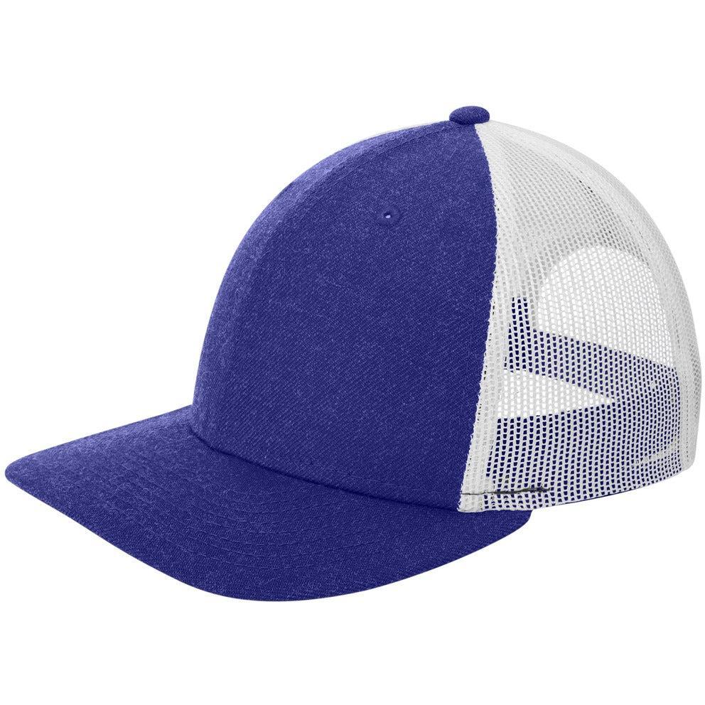 no-logo New Era Snapback Low Profile Trucker Cap-Headwear-New Era-Heather Royal/ White-OSFA-Thread Logic