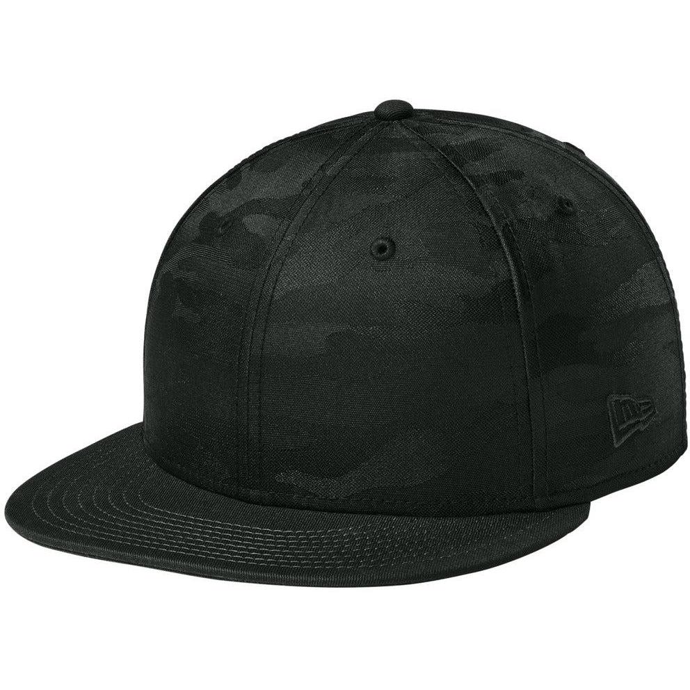 no-logo New Era Camo Flat Bill Snapback Cap-Headwear-New Era-Flag Black/ Black Camo-OSFA-Thread Logic