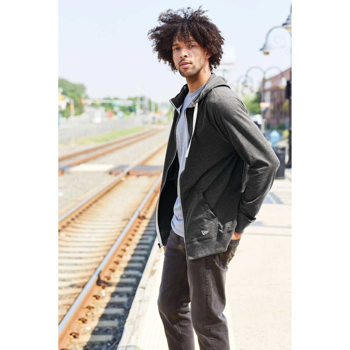 no-logo New Era Sueded Cotton Full-Zip Hoodie-Full Zips-New Era-Thread Logic