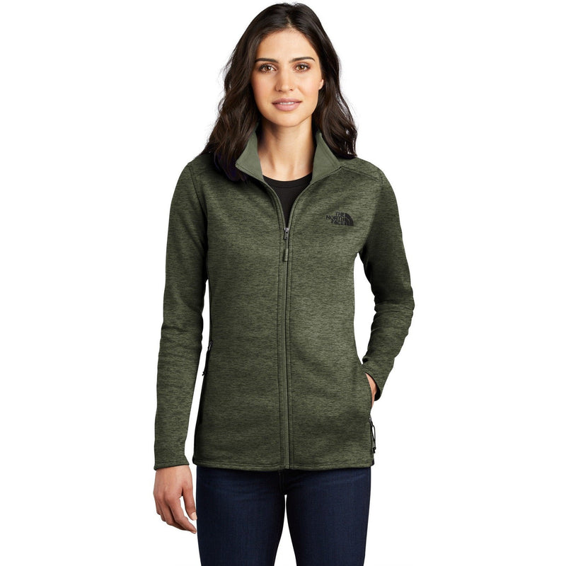 no-logo CLOSEOUT - The North Face Ladies Skyline Full-Zip Fleece Jacket-The North Face-Four Leaf Clover Heather-S-Thread Logic