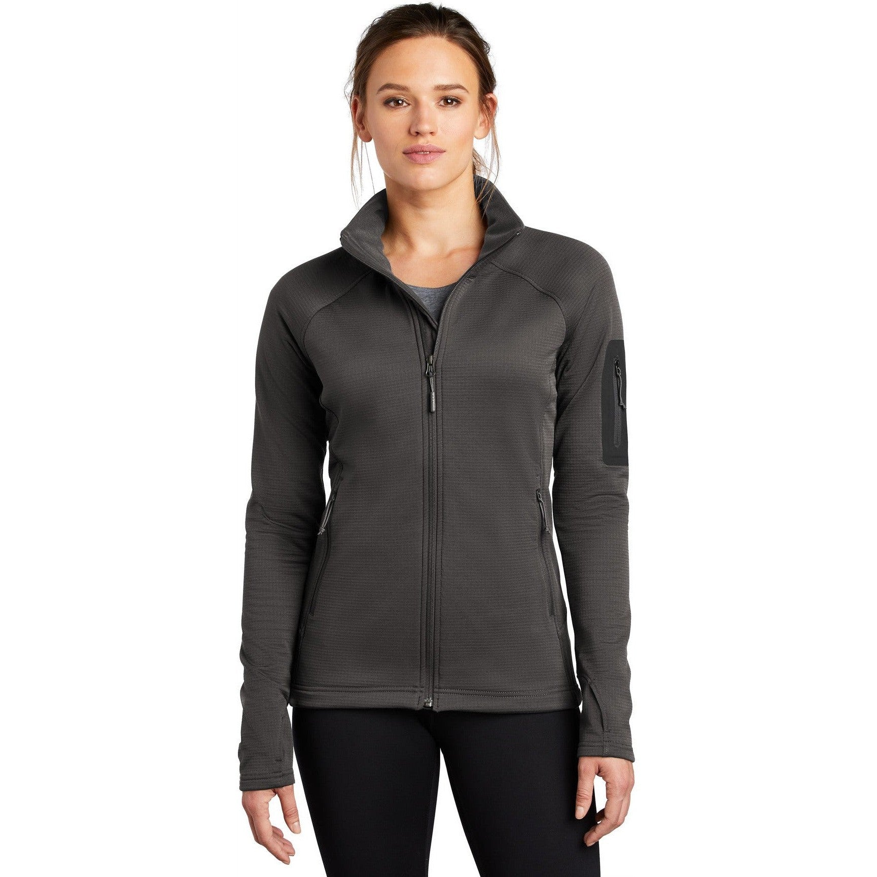 no-logo CLOSEOUT - The North Face Ladies Mountain Peaks Full-Zip Fleece Jacket-The North Face-Asphalt Grey-S-Thread Logic