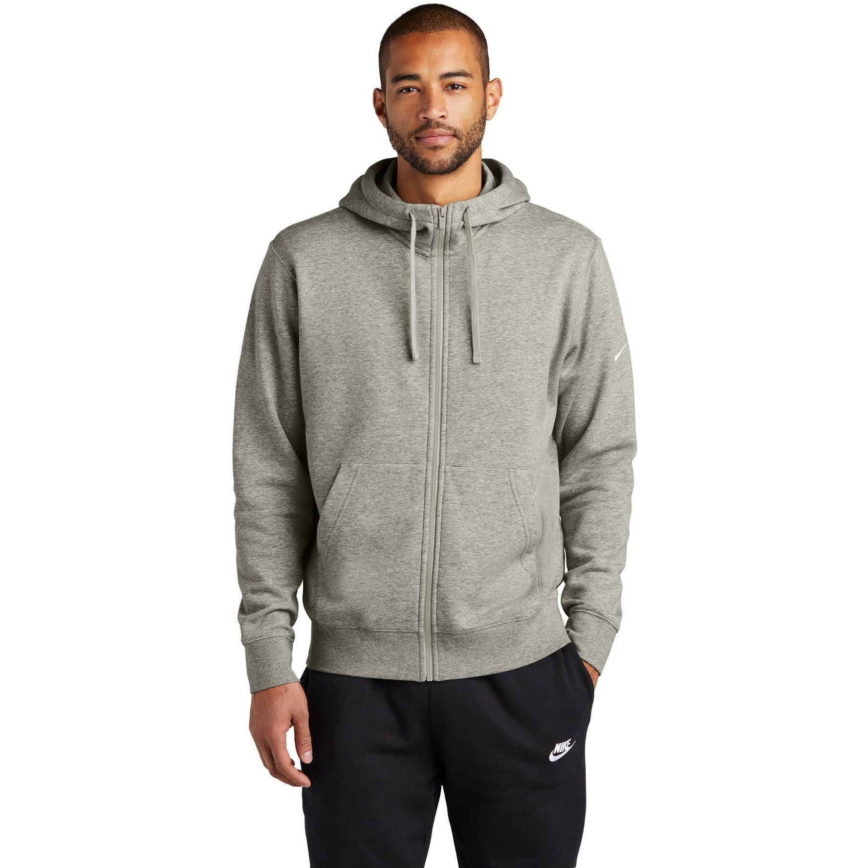 no-logo NIKE Club Fleece Sleeve Swoosh Full-Zip Hoodie-Apparel-NIKE-Thread Logic