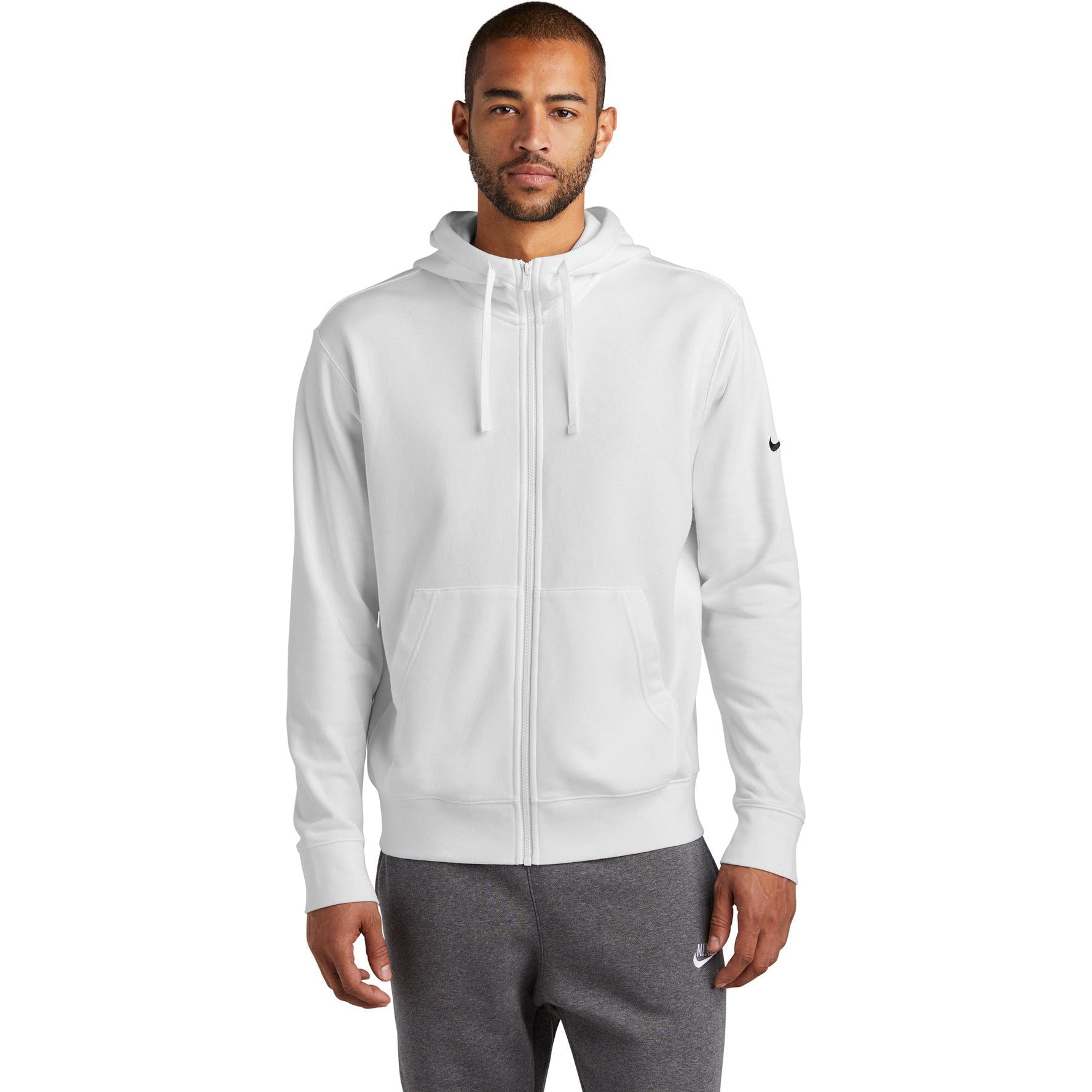 no-logo NIKE Club Fleece Sleeve Swoosh Full-Zip Hoodie-Apparel-NIKE-Thread Logic