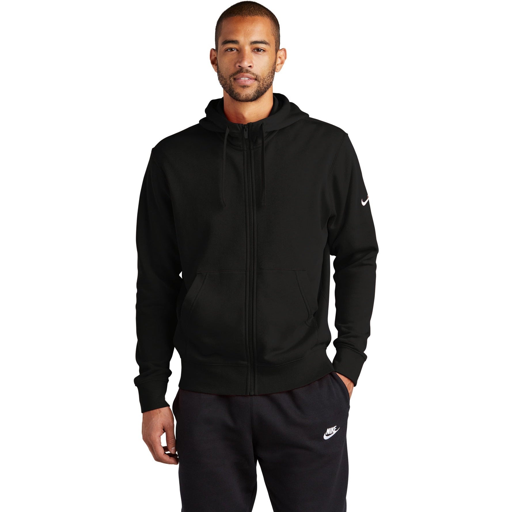 no-logo NIKE Club Fleece Sleeve Swoosh Full-Zip Hoodie-Apparel-NIKE-Thread Logic
