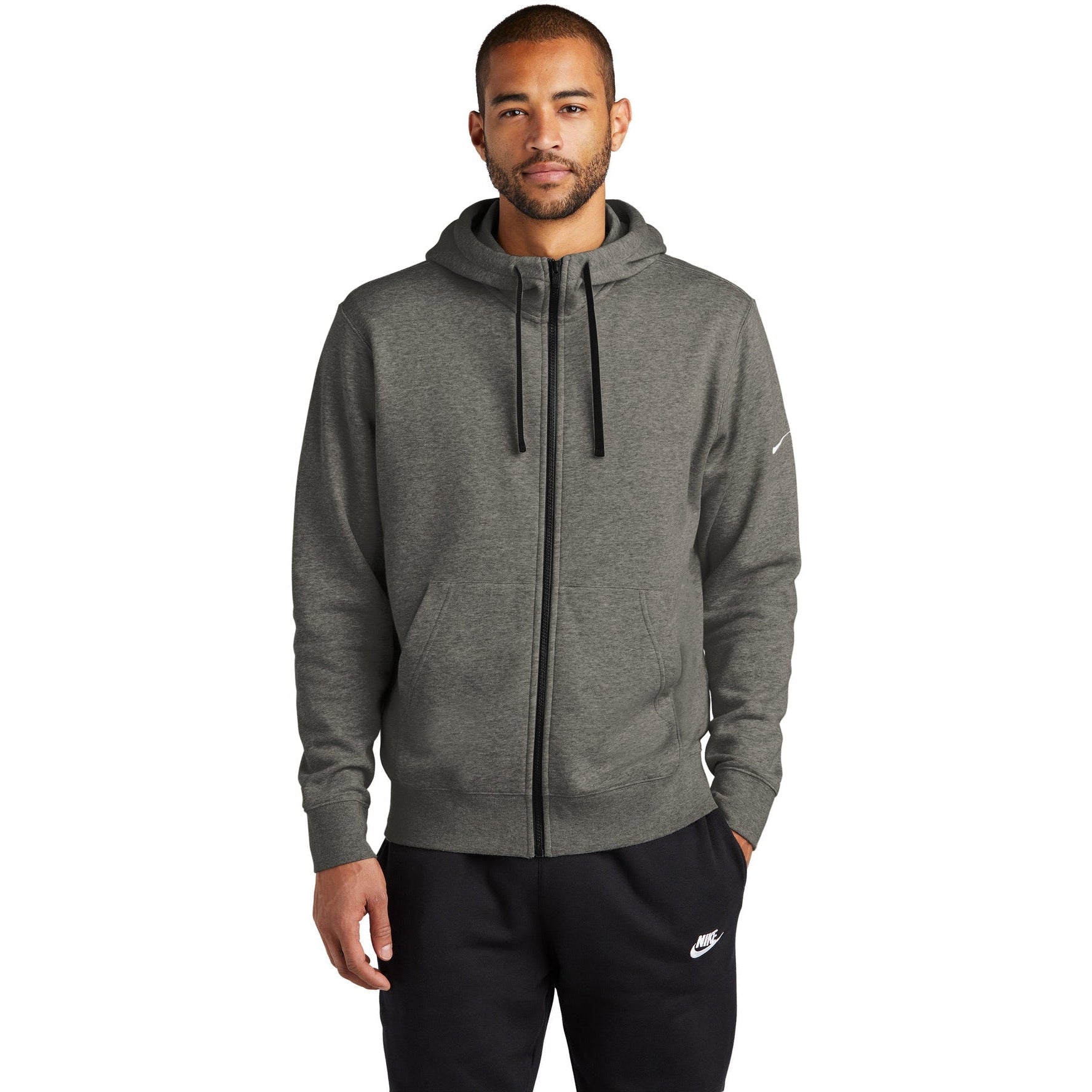 no-logo NIKE Club Fleece Sleeve Swoosh Full-Zip Hoodie-Apparel-NIKE-Thread Logic