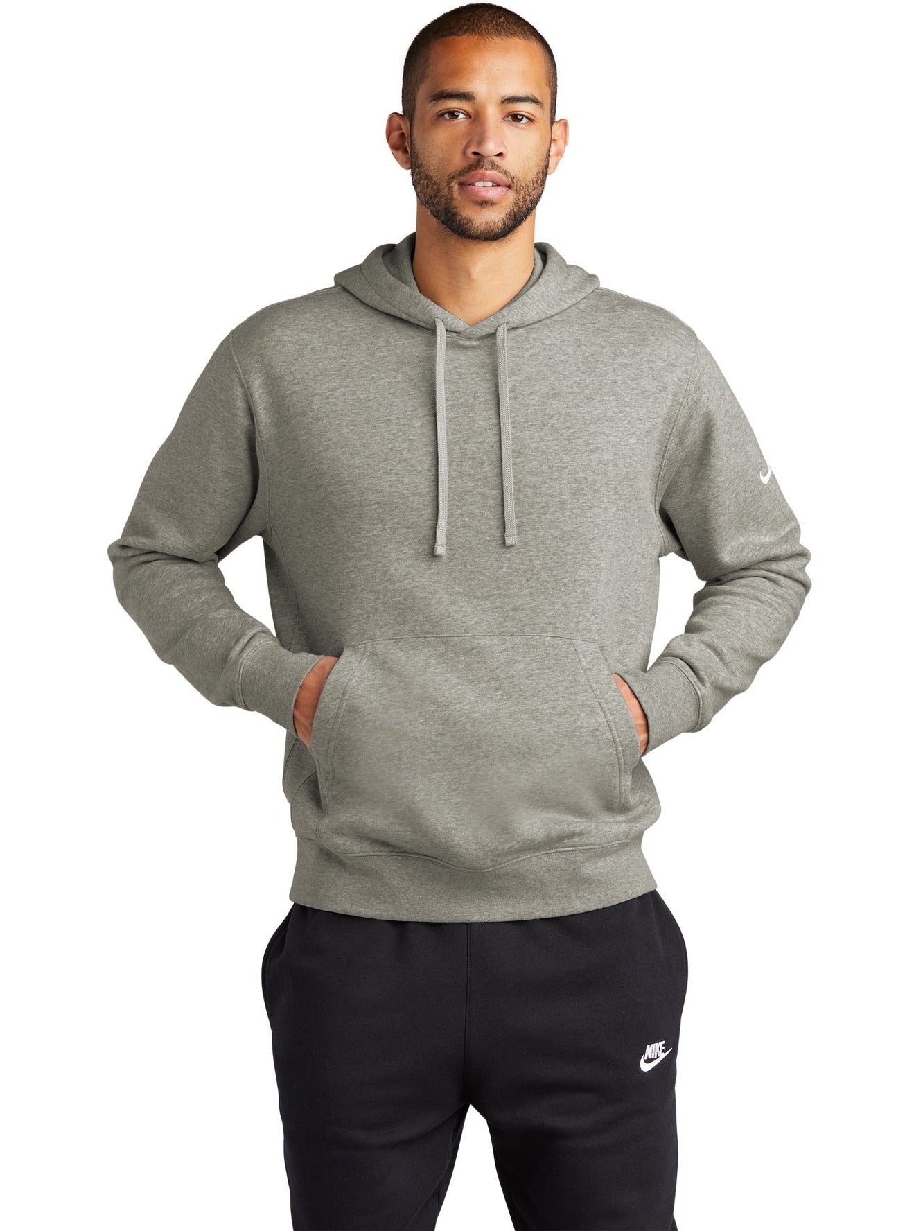 no-logo NIKE Club Fleece Sleeve Swoosh Pullover Hoodie-Regular-NIKE-Thread Logic