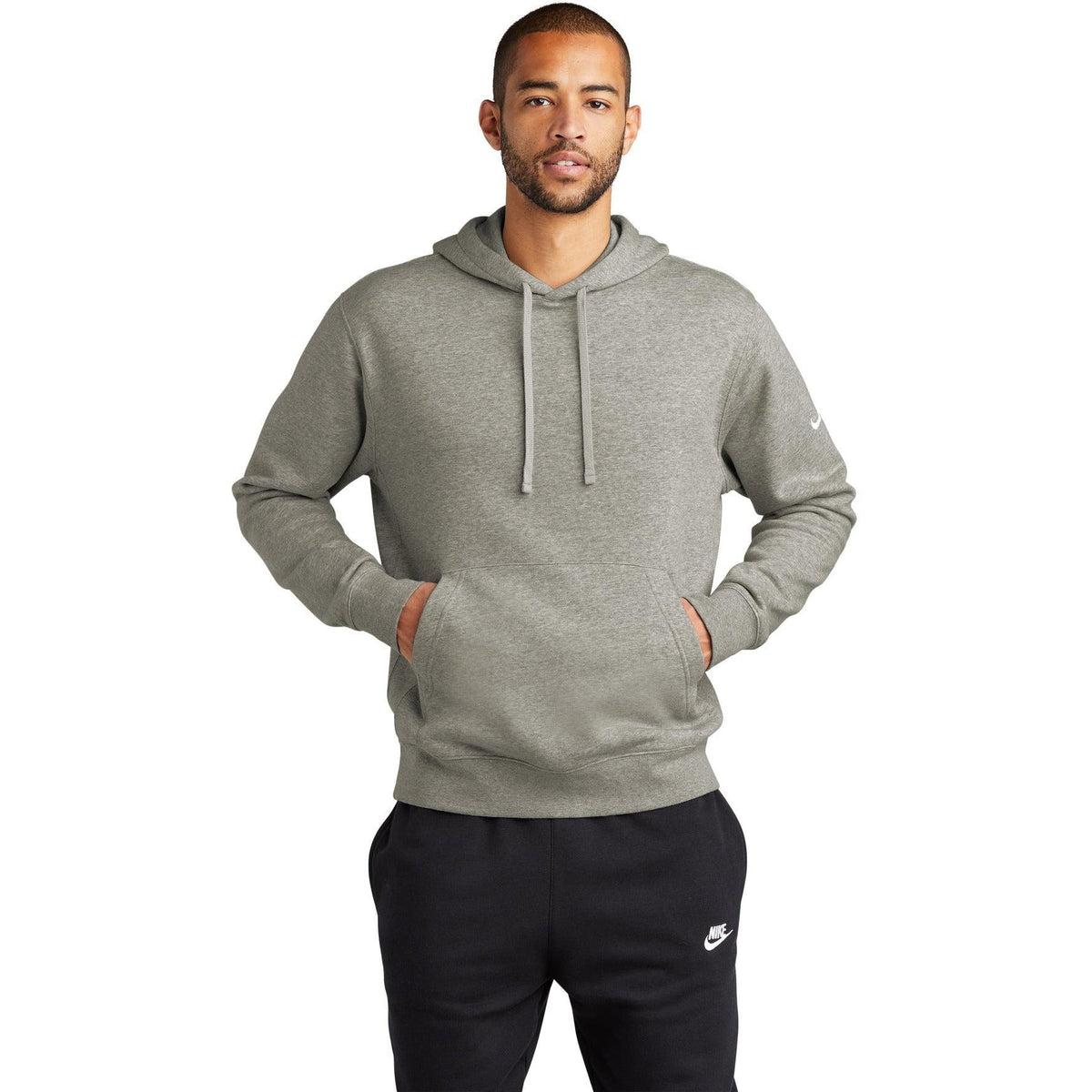 no-logo NIKE Club Fleece Sleeve Swoosh Pullover Hoodie-Regular-NIKE-Thread Logic