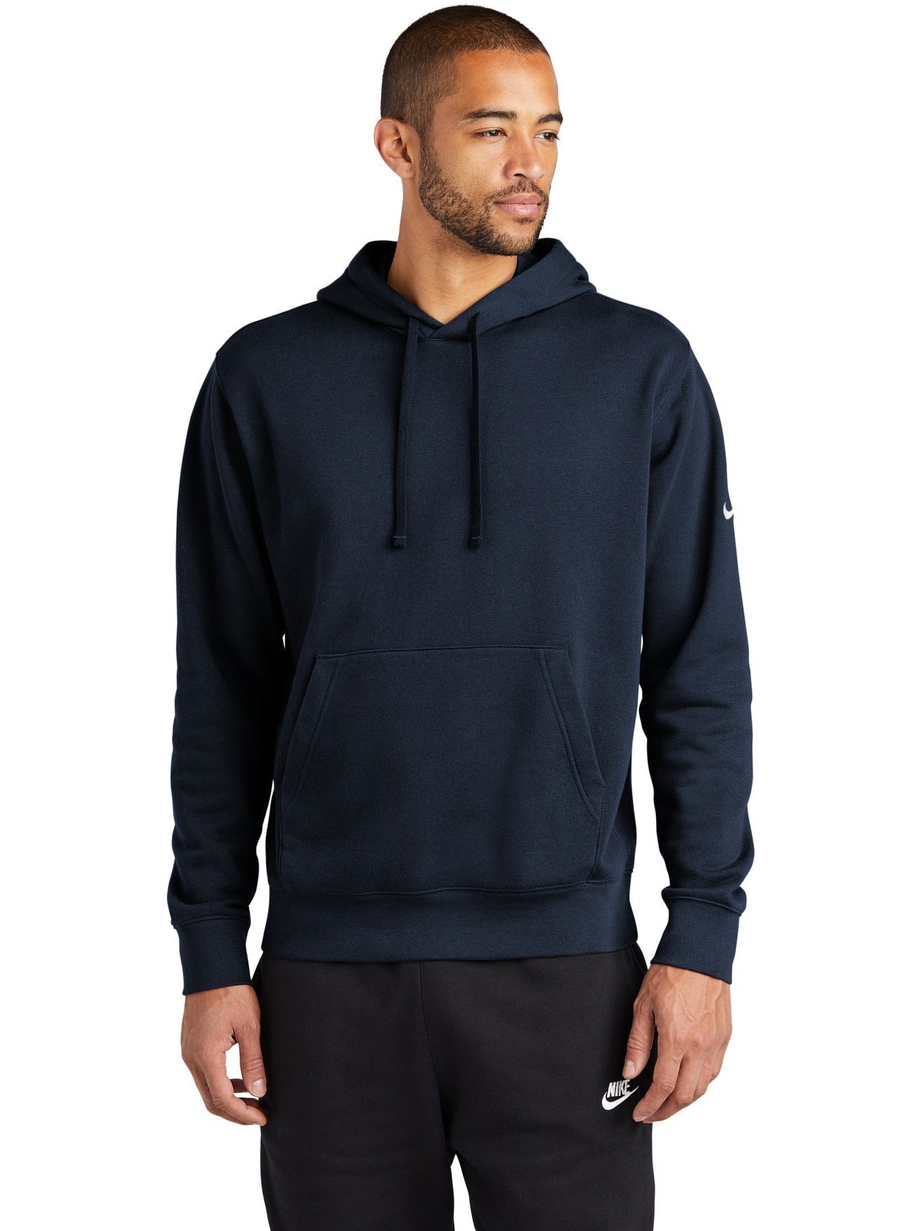 no-logo NIKE Club Fleece Sleeve Swoosh Pullover Hoodie-Regular-NIKE-Thread Logic