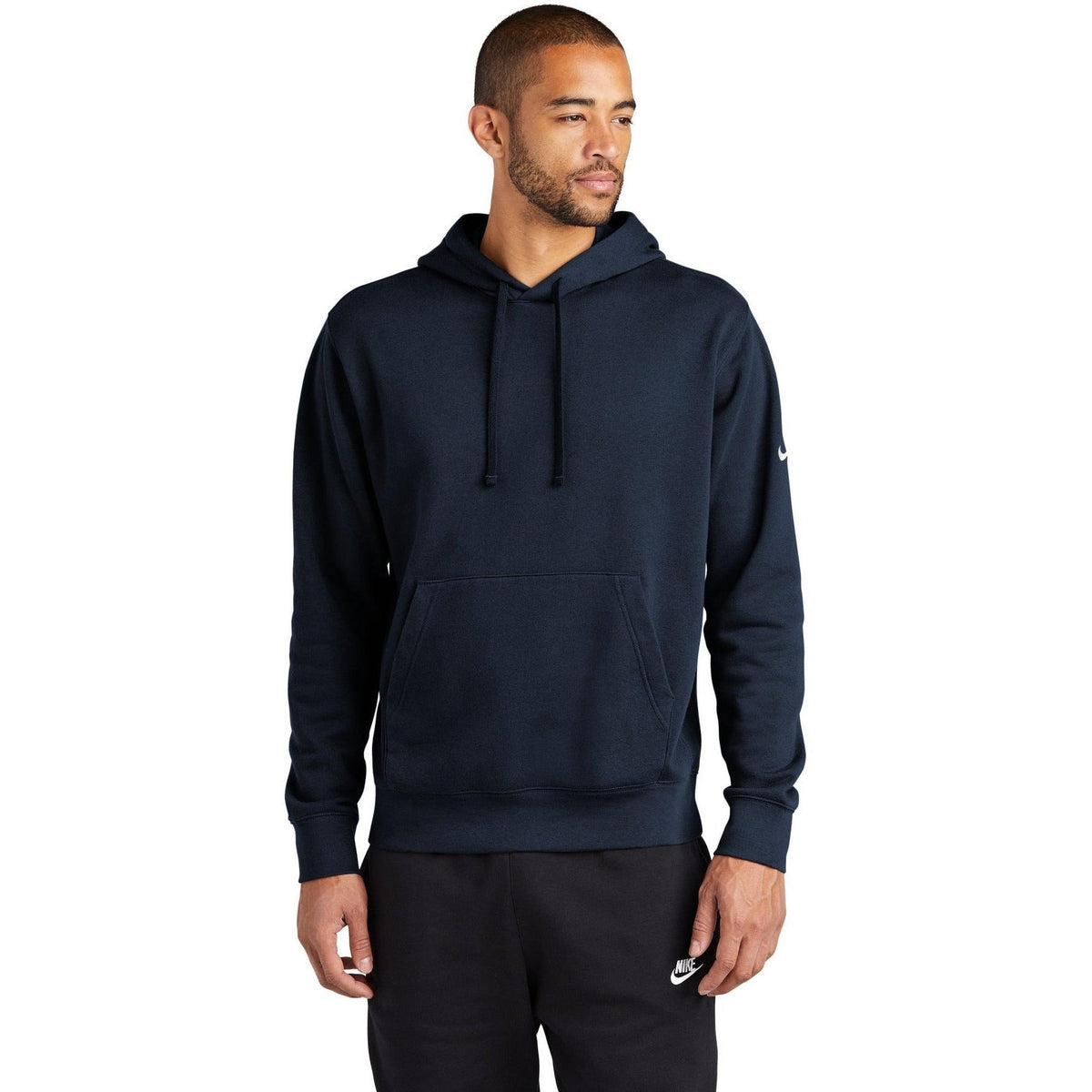 no-logo NIKE Club Fleece Sleeve Swoosh Pullover Hoodie-Regular-NIKE-Thread Logic