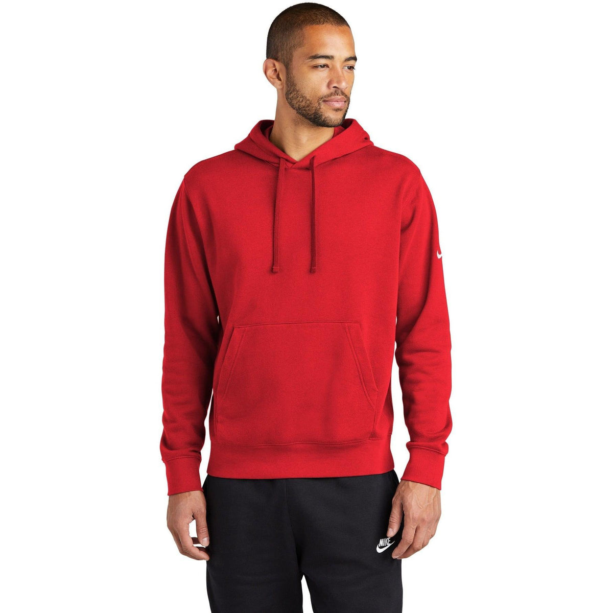 no-logo NIKE Club Fleece Sleeve Swoosh Pullover Hoodie-Regular-NIKE-Thread Logic