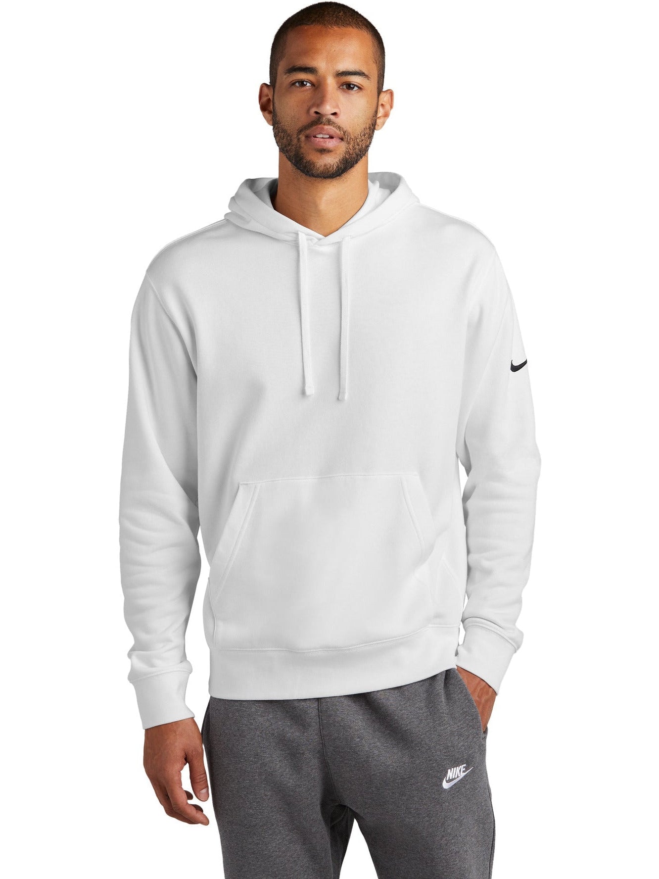 no-logo NIKE Club Fleece Sleeve Swoosh Pullover Hoodie-Regular-NIKE-Thread Logic