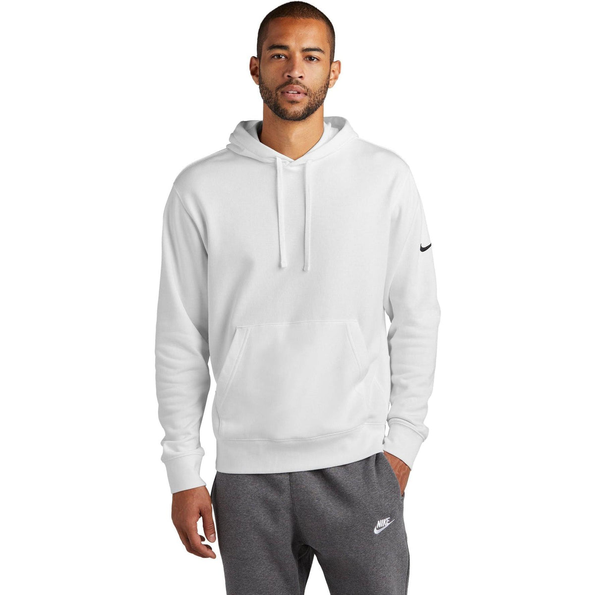 no-logo NIKE Club Fleece Sleeve Swoosh Pullover Hoodie-Regular-NIKE-Thread Logic