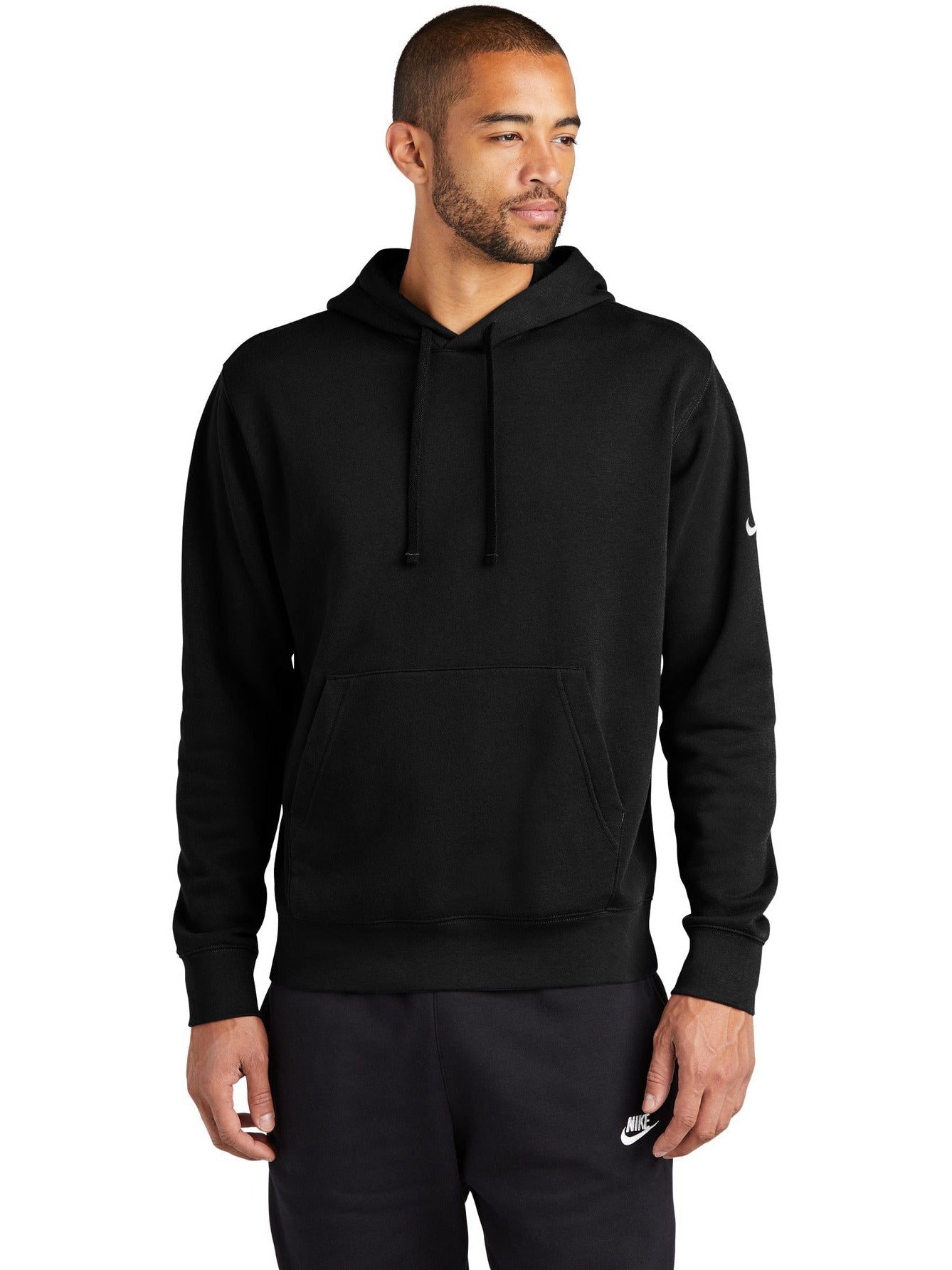 no-logo NIKE Club Fleece Sleeve Swoosh Pullover Hoodie-Regular-NIKE-Thread Logic