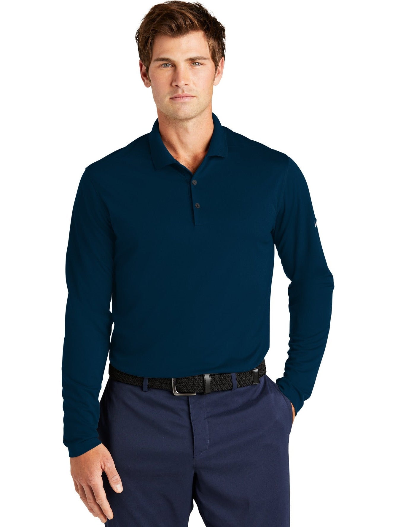 no-logo NIKE Dri-FIT Micro Pique 2.0 Long Sleeve Polo-Regular-NIKE-Thread Logic