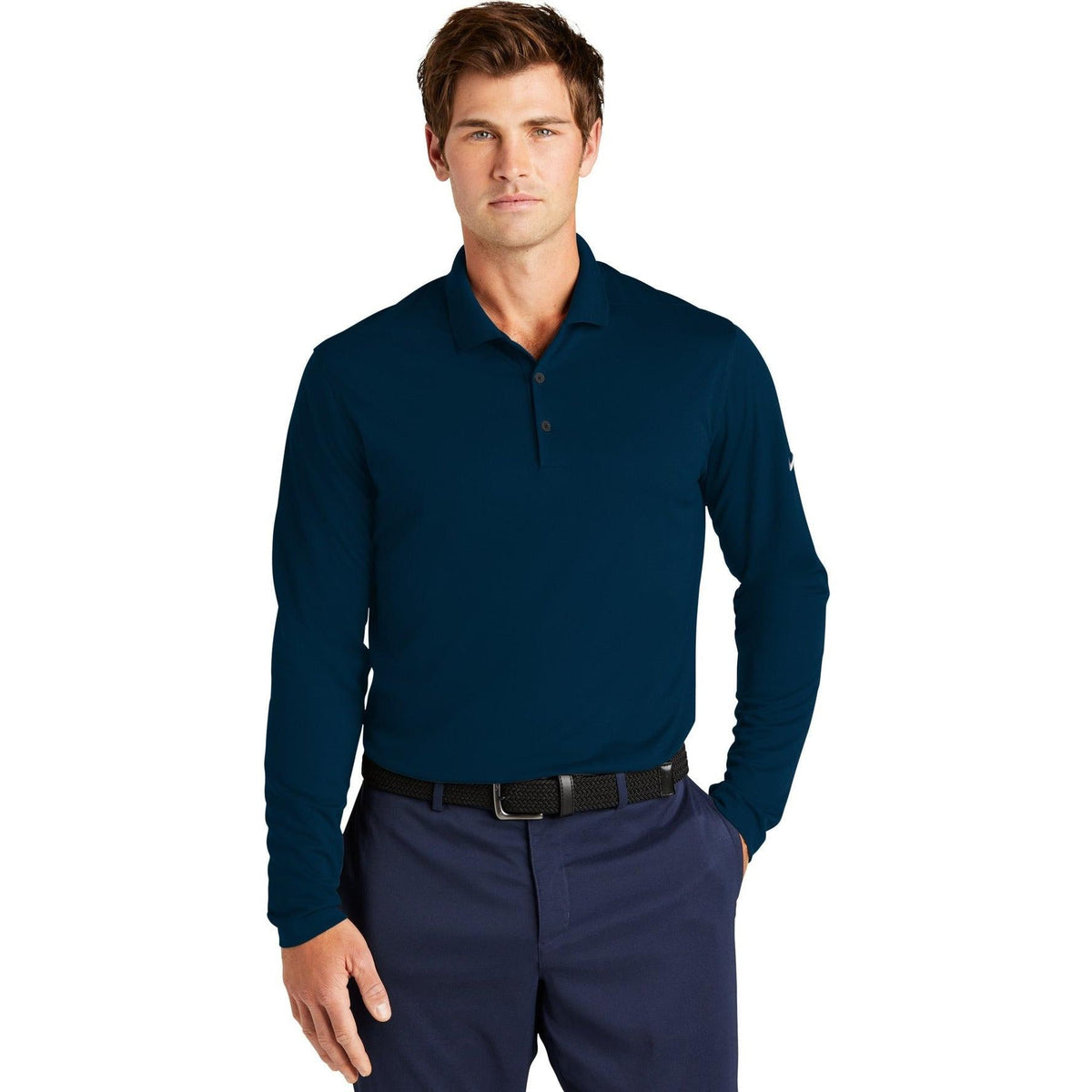 no-logo NIKE Dri-FIT Micro Pique 2.0 Long Sleeve Polo-Regular-NIKE-Thread Logic