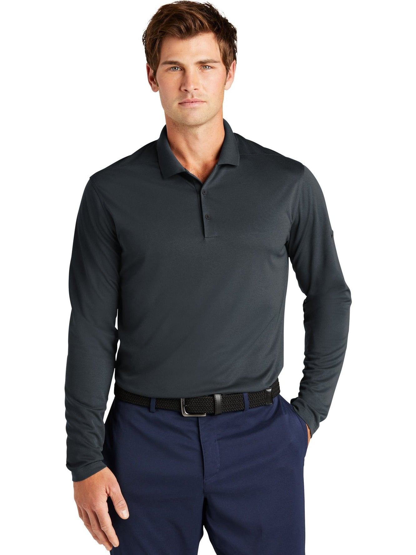 no-logo NIKE Dri-FIT Micro Pique 2.0 Long Sleeve Polo-Regular-NIKE-Thread Logic