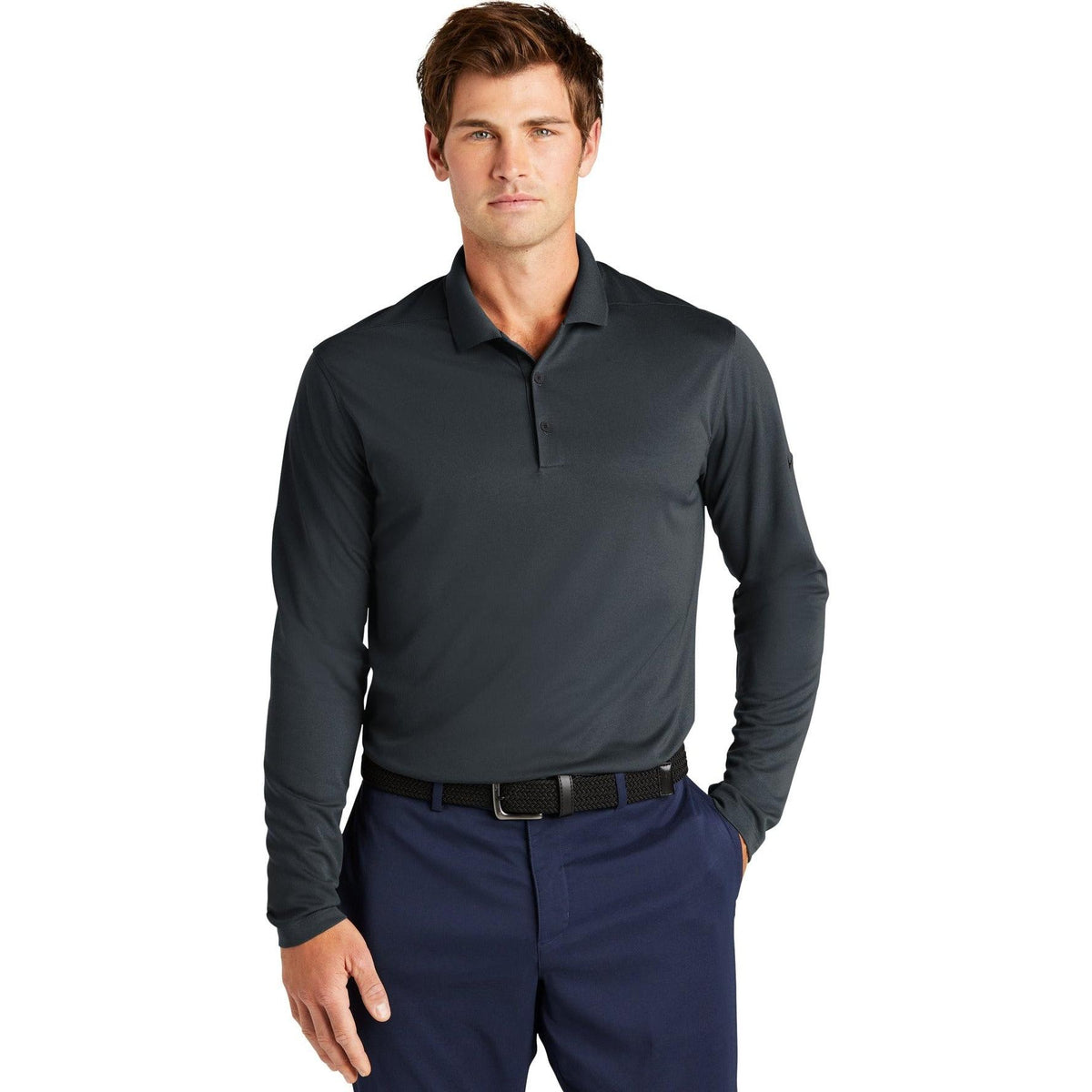 no-logo NIKE Dri-FIT Micro Pique 2.0 Long Sleeve Polo-Regular-NIKE-Thread Logic
