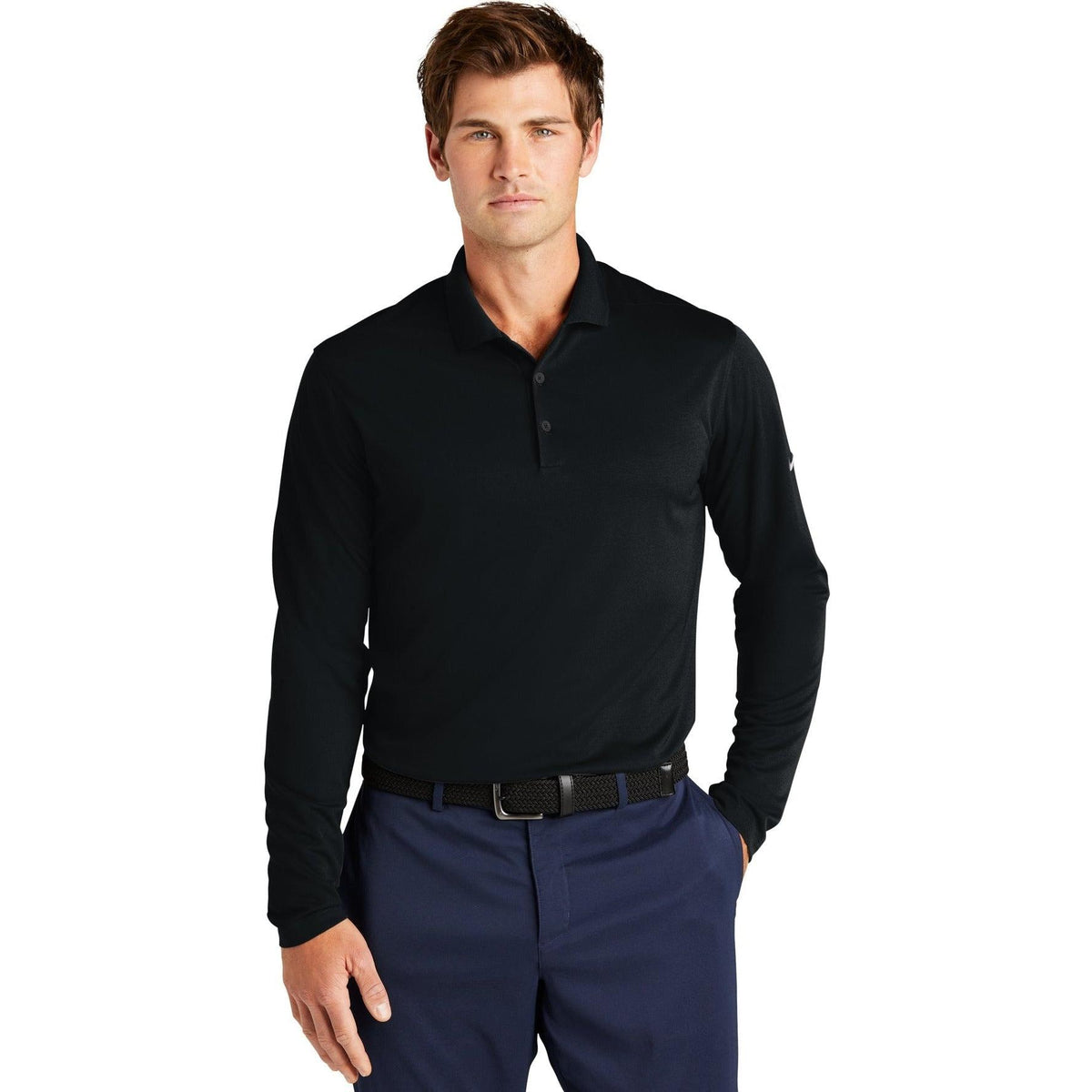 no-logo NIKE Dri-FIT Micro Pique 2.0 Long Sleeve Polo-Regular-NIKE-Thread Logic