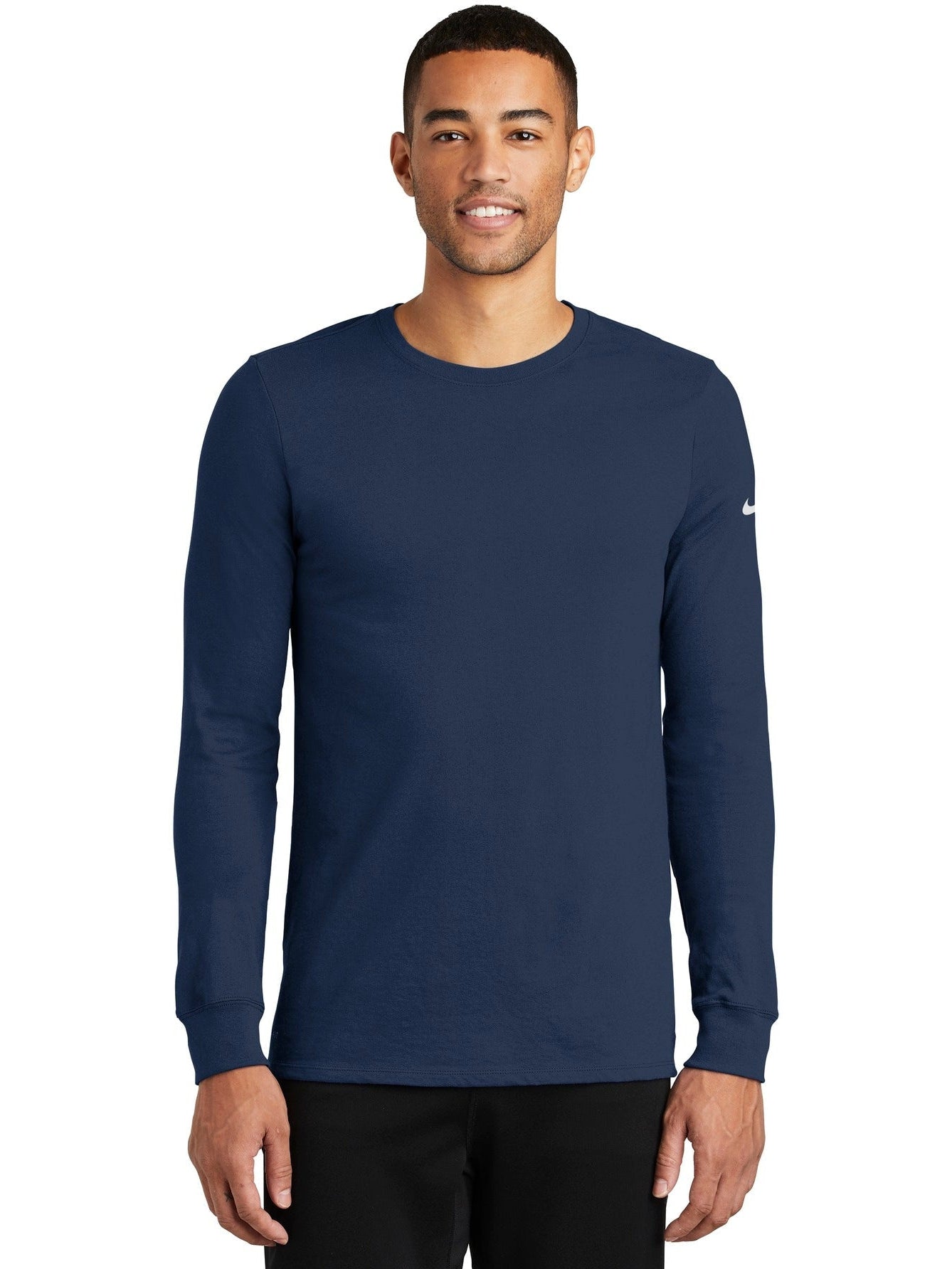 no-logo NIKE Dri-Fit Cotton/Poly Long Sleeve Tee-Regular-NIKE-Thread Logic