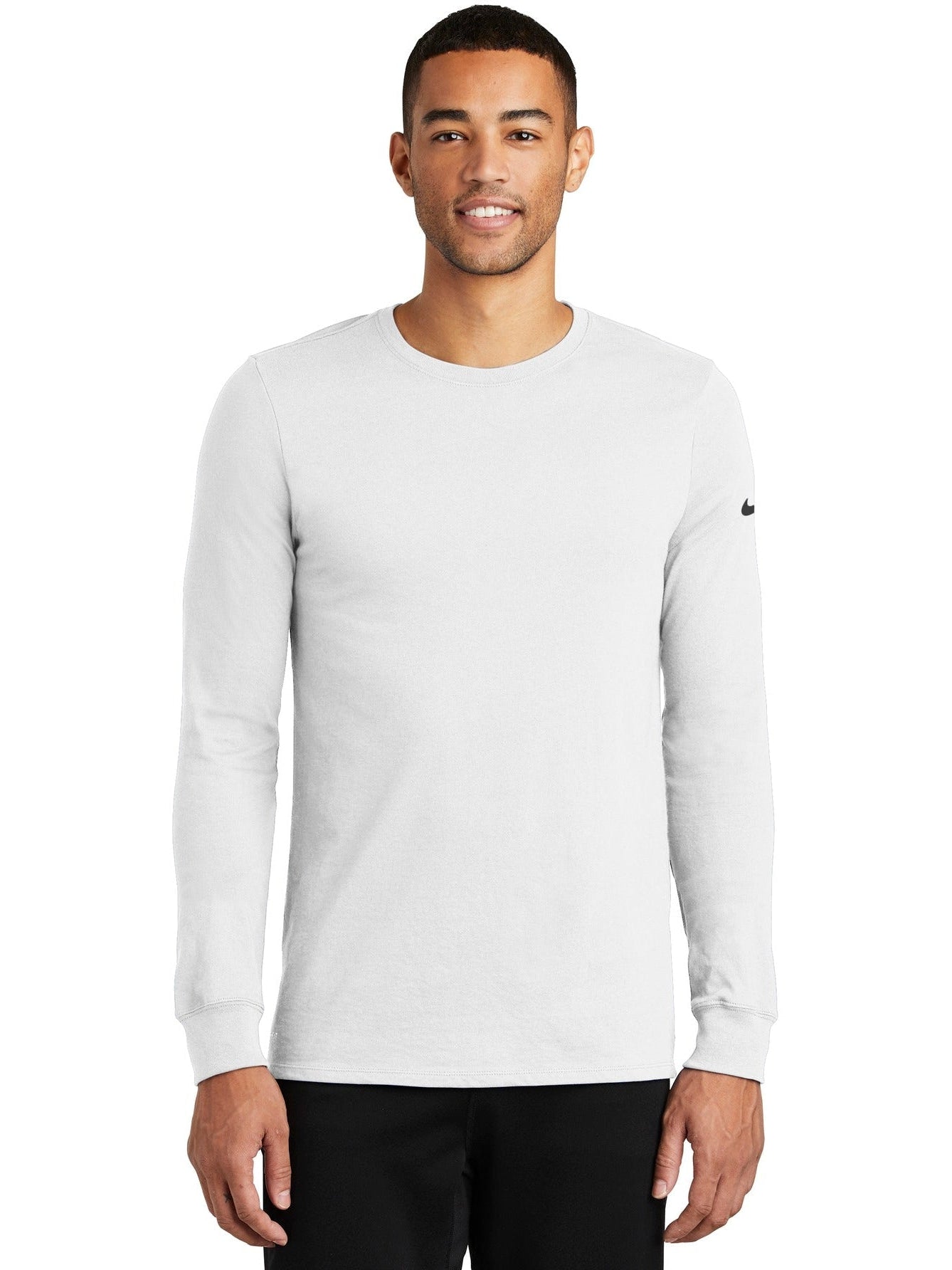 no-logo NIKE Dri-Fit Cotton/Poly Long Sleeve Tee-Regular-NIKE-Thread Logic