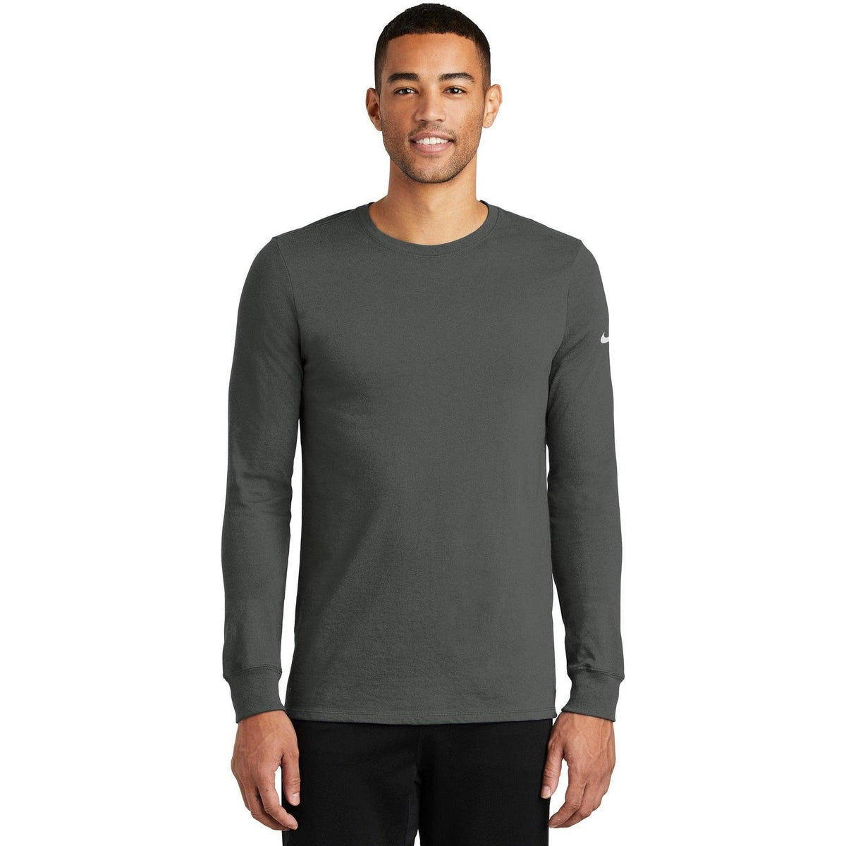 no-logo NIKE Dri-Fit Cotton/Poly Long Sleeve Tee-Regular-NIKE-Thread Logic