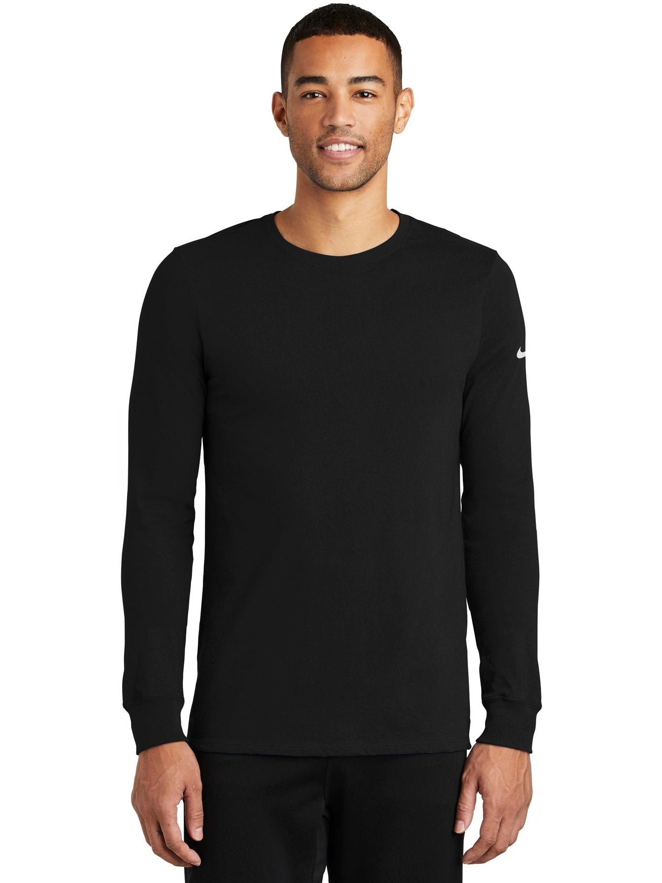 no-logo NIKE Dri-Fit Cotton/Poly Long Sleeve Tee-Regular-NIKE-Thread Logic