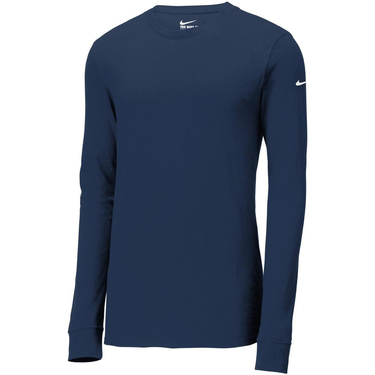 no-logo NIKE Dri-Fit Cotton/Poly Long Sleeve Tee-Regular-NIKE-College Navy-S-Thread Logic
