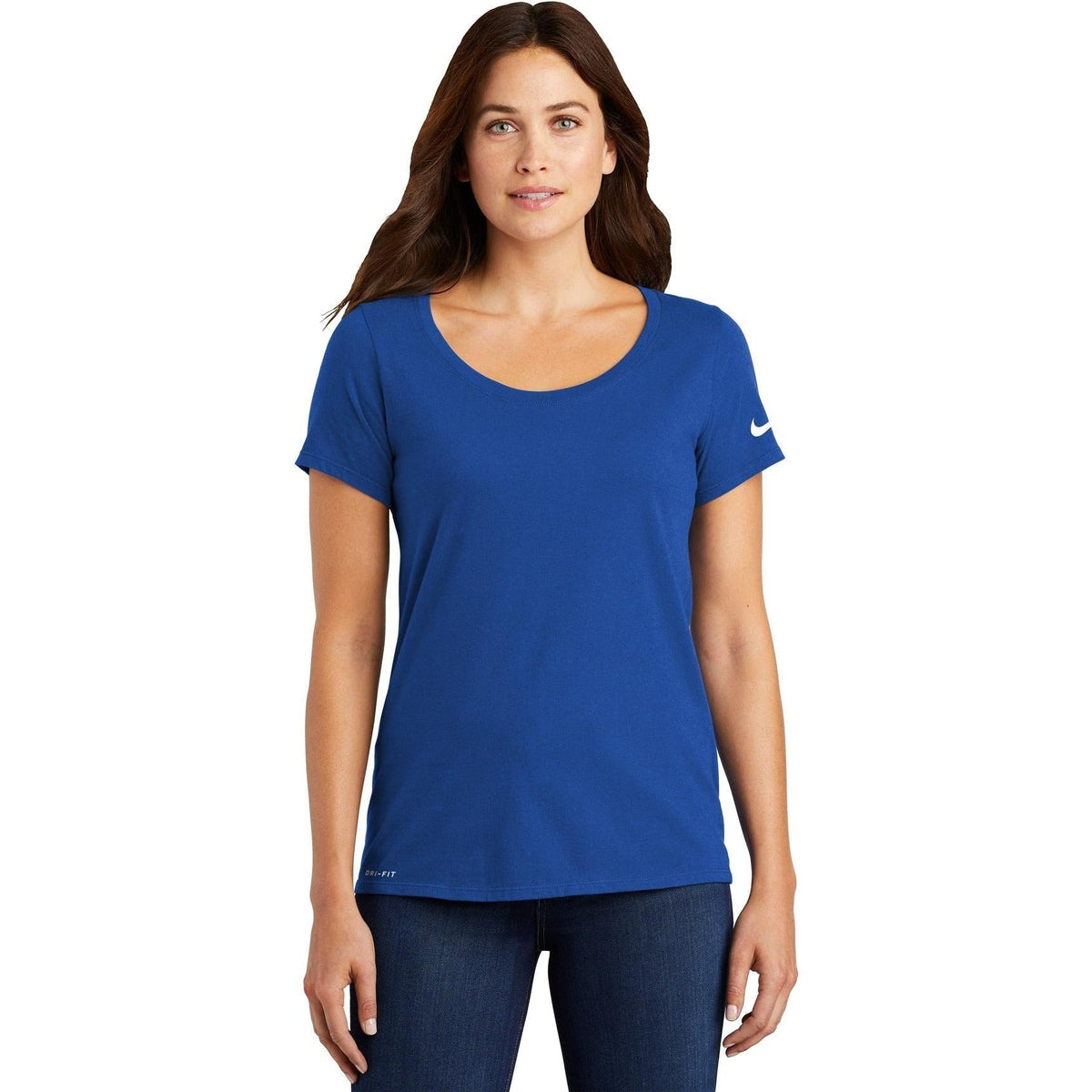 no-logo NIKE Women's Dri-FIT Cotton/Poly Scoop Neck Tee-Polos-Nike-Thread Logic