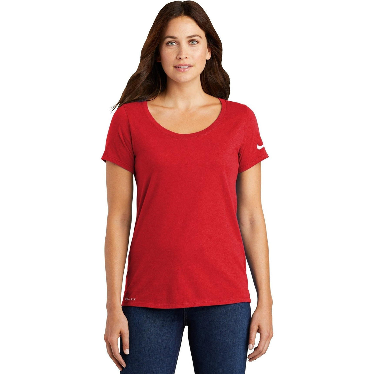 no-logo NIKE Women's Dri-FIT Cotton/Poly Scoop Neck Tee-Polos-Nike-Thread Logic