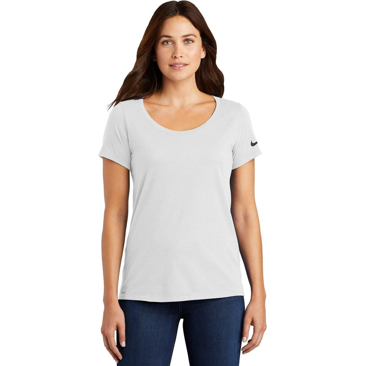 no-logo NIKE Women's Dri-FIT Cotton/Poly Scoop Neck Tee-Polos-Nike-Thread Logic
